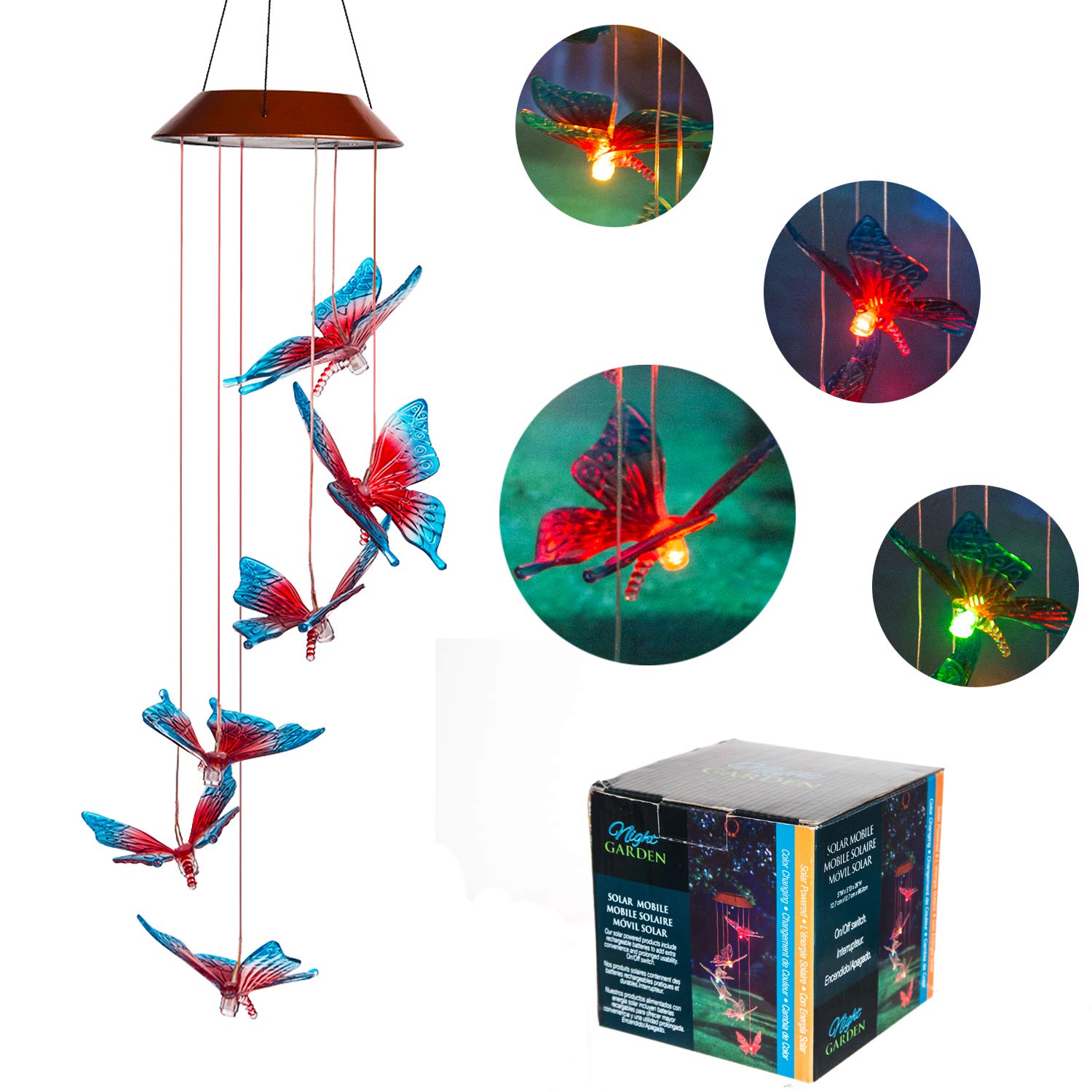 Topadorn Solar Powered Waterproof Color Changing Wind Chimes - Automatic Light Outdoor Garden Decor for Patio, Yard & Home | Perfect for Relaxing Evenings & Garden Ambiance