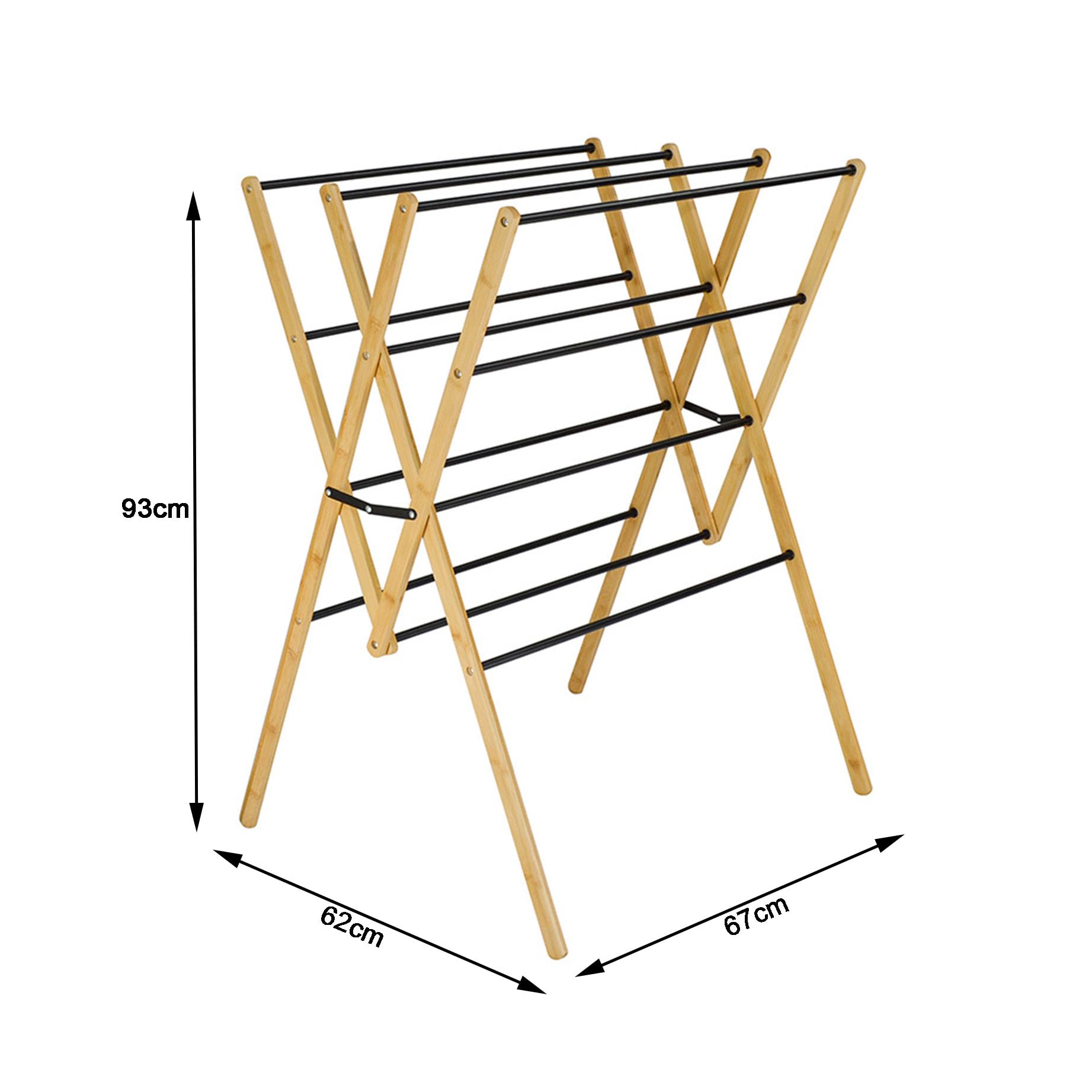 Foldable Bamboo & Wood 4-Tier Clothes Drying Rack - Space Saving Indoor Laundry Airer with Wings - Perfect for Apartments, Dorms, Small Spaces & Eco-Friendly Drying