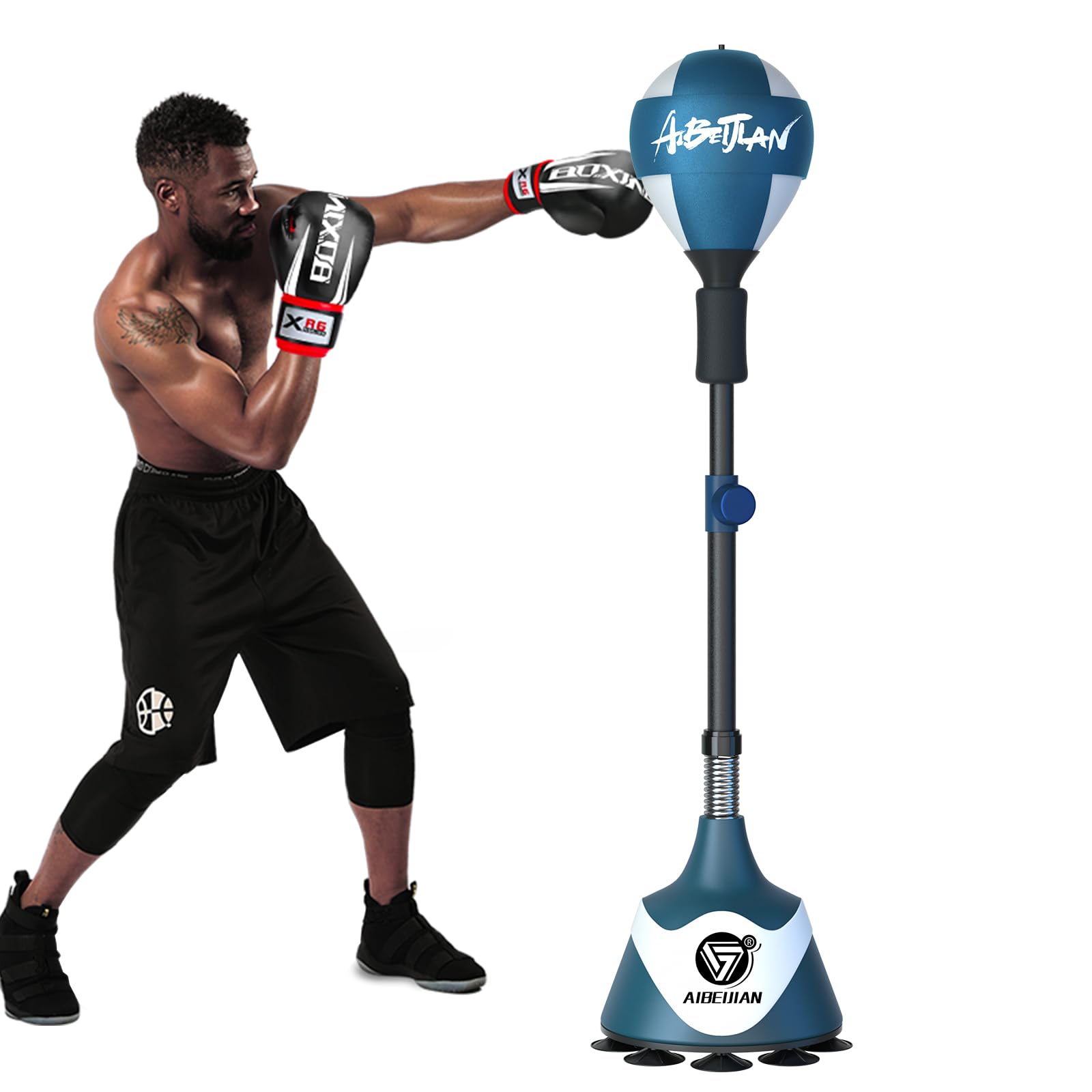 Freestanding Reflex Boxing Bag with Adjustable Stand - Heavy Duty Punching Bag for Adults & Kids - Speed Ball for Home Gym Training - Perfect for Boxing, MMA, Cardio & Fitness Workouts