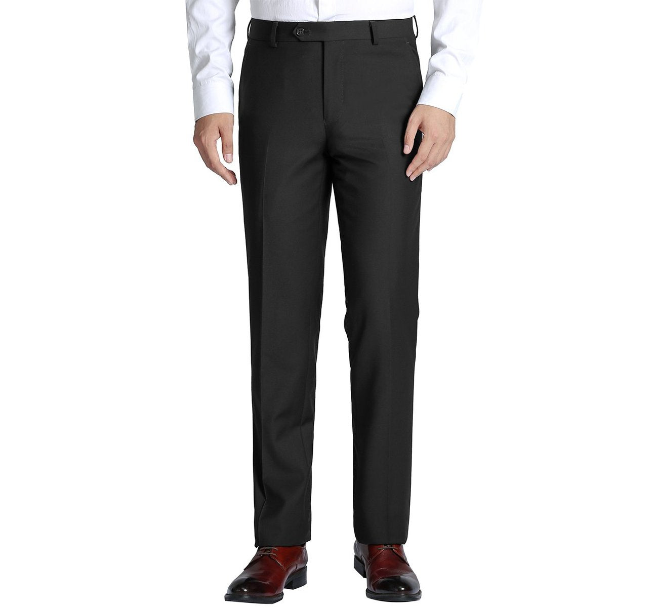 Alessandro Vitello by Renoir Black Slim Fit Flat Front Suit Pants - Premium Dress Pants for Men | Perfect for Business, Office & Formal Occasions