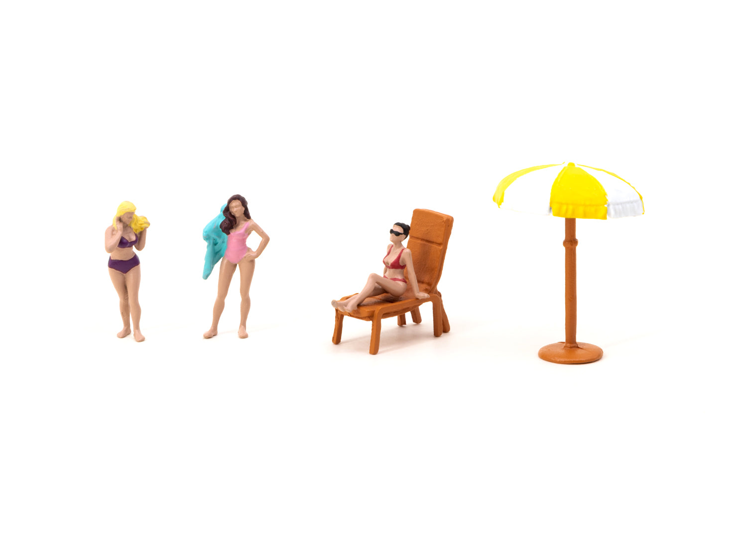American Diorama X Tarmac Works 1/64 Scale Beach Girls Figures - COLLAB64 Collectible Miniatures for Diorama, Model Car Displays & Beach Scene Dioramas