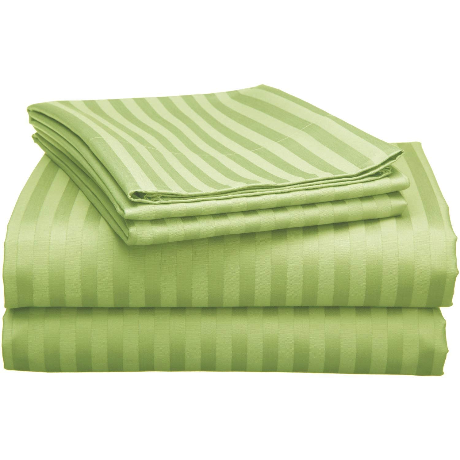 Premium Twin XL Sheet Set - 100% Cotton Breathable & Cooling Bed Sheets - 15 Inch Deep Pocket Fitted Sheet - Soft & Durable for College Dorm, Guest Room & Home (Sage Stripe) - Perfect for Hot Sleepers & All-Season Comfort