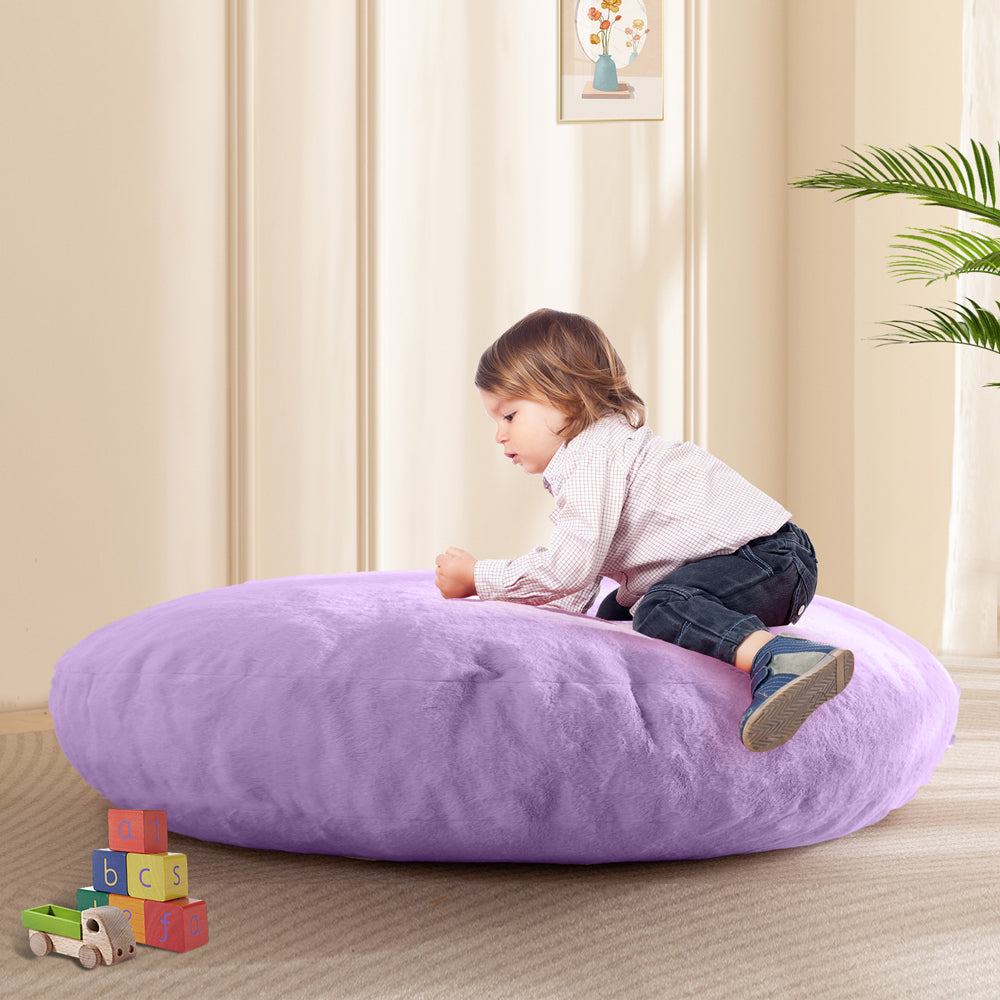 MAXYOYO 2-in-1 Kids Bean Bag Chair & Convertible Floor Pillow Bed - Soft Purple Lounge Seat for Reading, Gaming & Nap Time - Kids Room Decor & Playroom Furniture