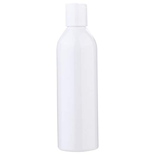 EXCLUZO 6-Pack 250ml Refillable Squeezable Shampoo Bottles - White Cosmetic Containers with Press Disc Flip Cap for Lotions, Creams & Toiletries | Travel-Friendly, Bathroom Organizer, Salon Essentials
