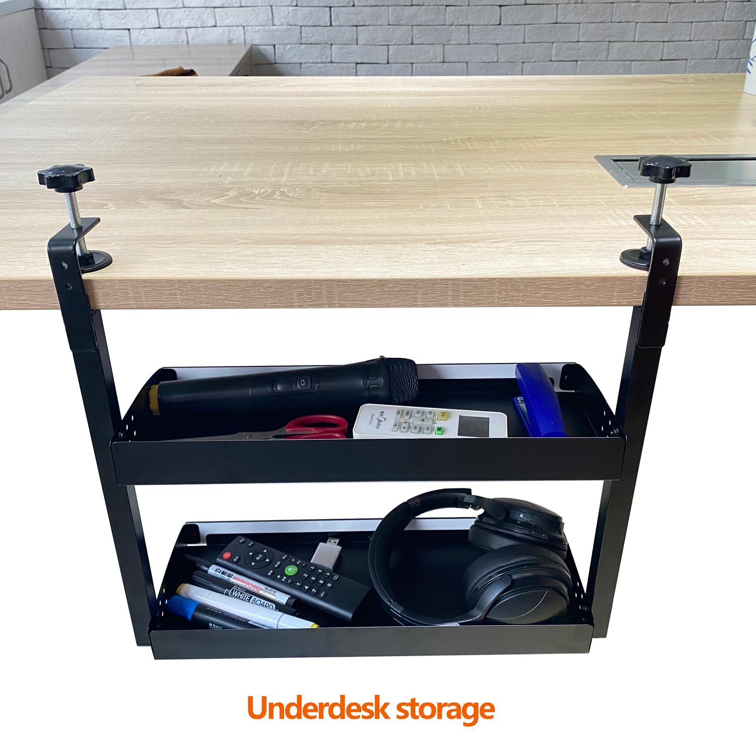 Clamp-On Desk Shelf Organizer - Adjustable Under Desk Storage Shelf for Gaming, Office & Home Workspace - Black Desk Extender Side Table with Sturdy Clamp - Perfect for PC Setup, Monitor Stand & Desk Organization Accessories
