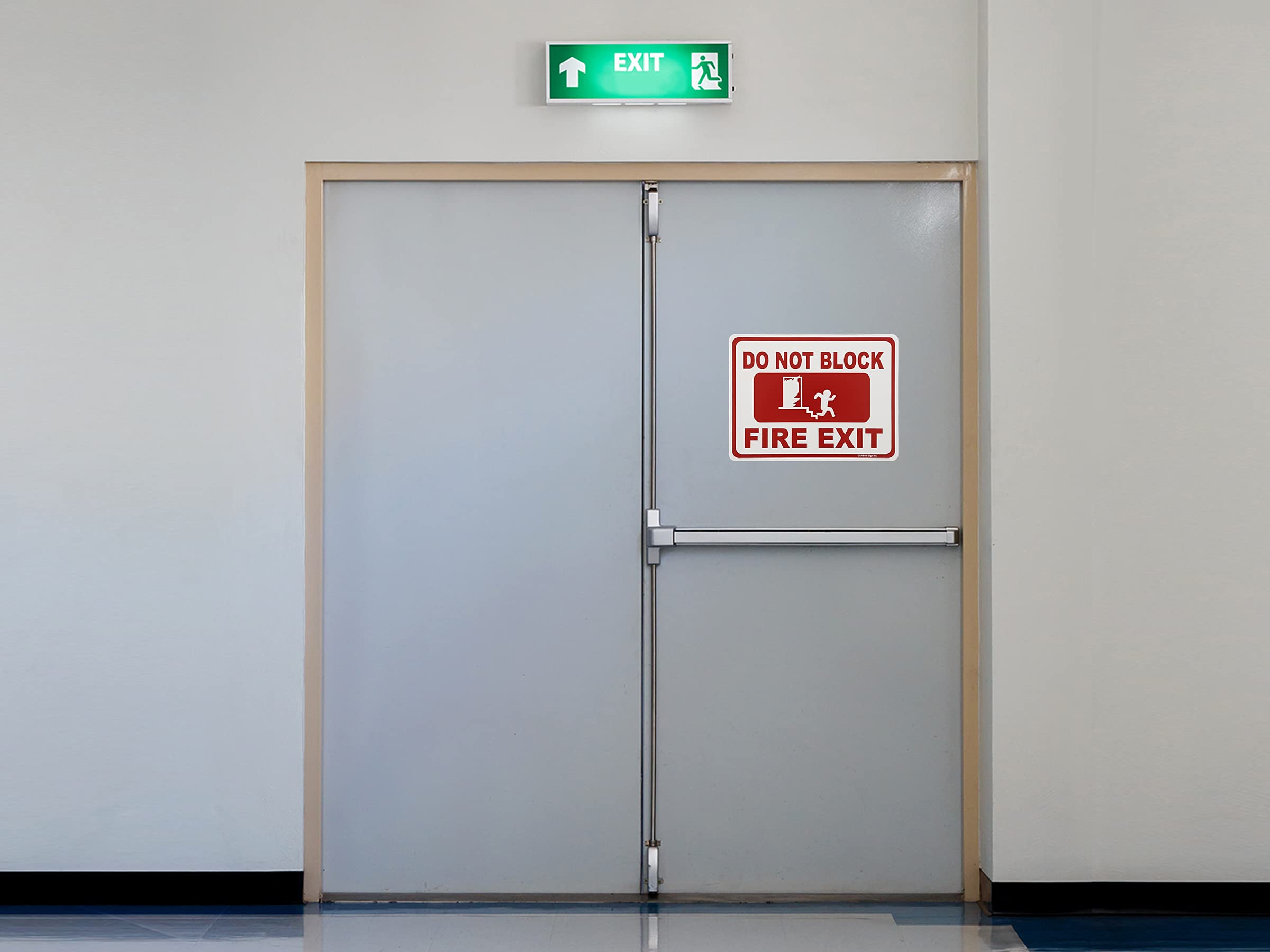 Fire Exit Do Not Block Sign - Large Vinyl Decal (2 Pack) - Easy Peel & Stick Removable Sticker for Doors, Windows & Walls - OSHA Compliant Safety Warning Label for Offices, Warehouses & Public Buildings