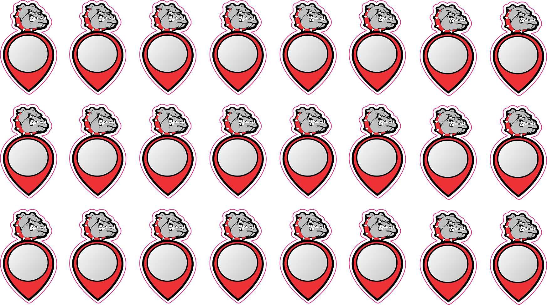 StickerTalk Red Bulldog Map Pointer Vinyl Stickers - 24 Pack (0.5x1 Inch Each) - Durable Decals for Laptops, Water Bottles & Travel Maps - Perfect for DIY Crafts, Scrapbooking & Office Organization