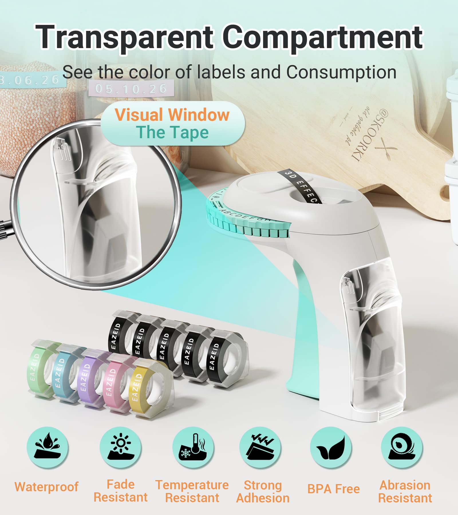 Retro Manual Embossing Label Maker Machine with 10 Macaroon 3D Embossing Tapes - Vintage Handheld Embosser for DIY Crafts, Home Organization & School Supplies - Perfect for Kids' Projects, Gift Wrapping & Office Labeling