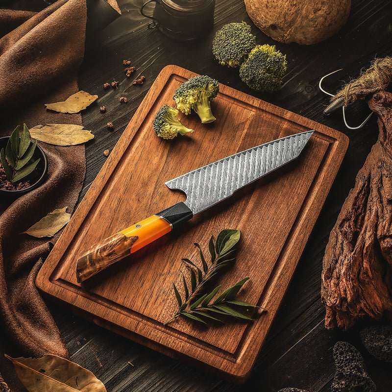 Premium VG10 Damascus Steel Knife Set with Exotic Burl Wood Handle - Professional Chef Knives for Cooking, Slicing & Food Preparation - Perfect for Home Kitchen & Outdoor Camping