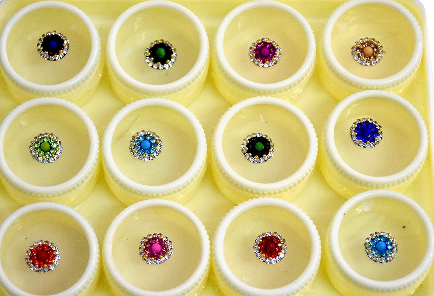 ZaySoo Round Plain Attractive Bindi Set for Women & Girls - 12-Piece Multicolor Indian Forehead Jewelry - Perfect for Weddings, Festivals & Cultural Events