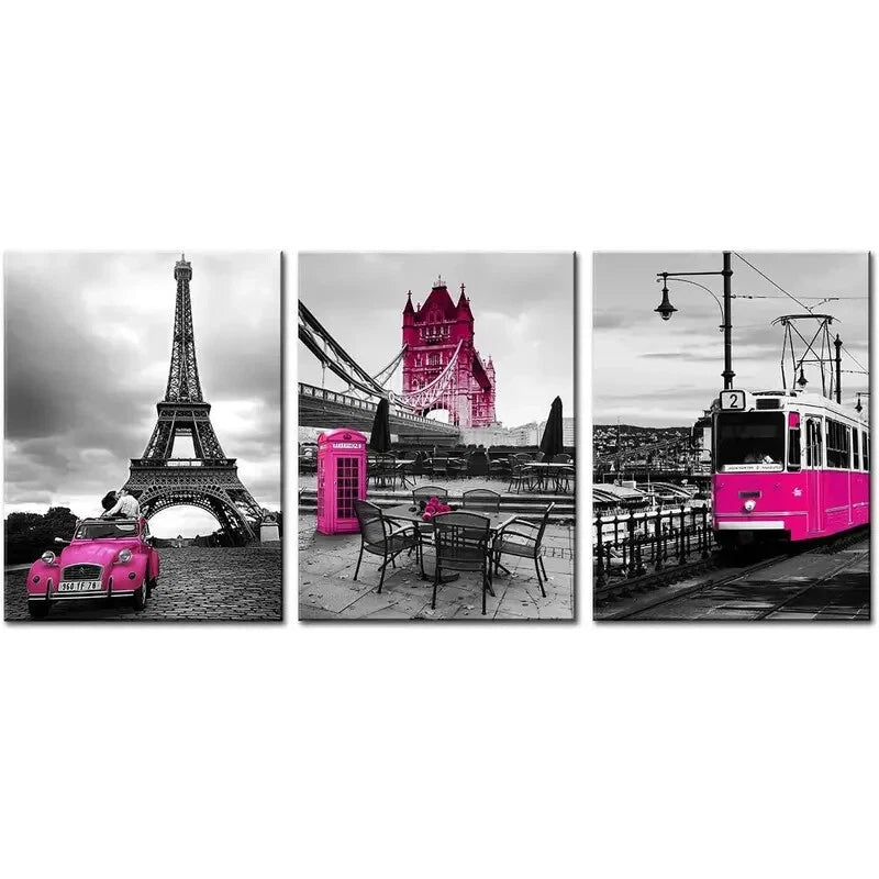 3pcs Eiffel Tower Metal Wall Art - Romantic Love Themed Ready to Hang Decor for Bedroom, Living Room & Office - Perfect Gift for Couples & Home Decor