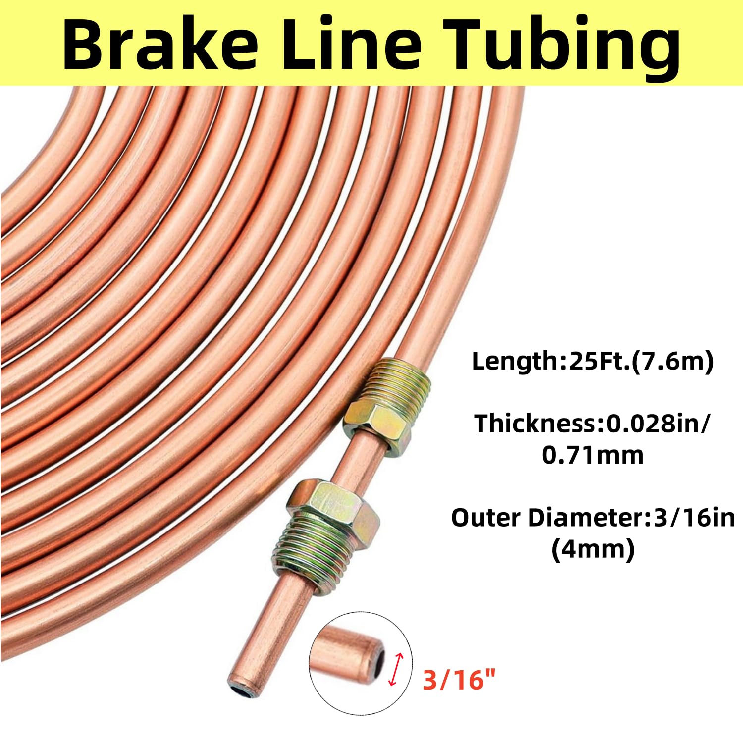 Copper Nickel Brake Line Kit - 25ft Tubing & 32 Fittings for Auto Repair
