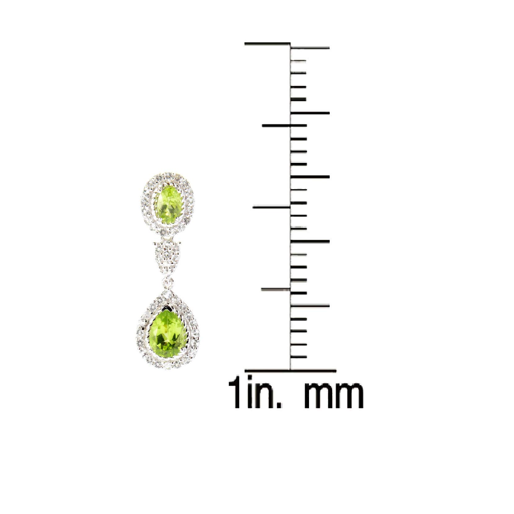 Natural Peridot & White Topaz Sterling Silver Long Drop Earrings for Women - Perfect for Weddings, Parties & Evening Events