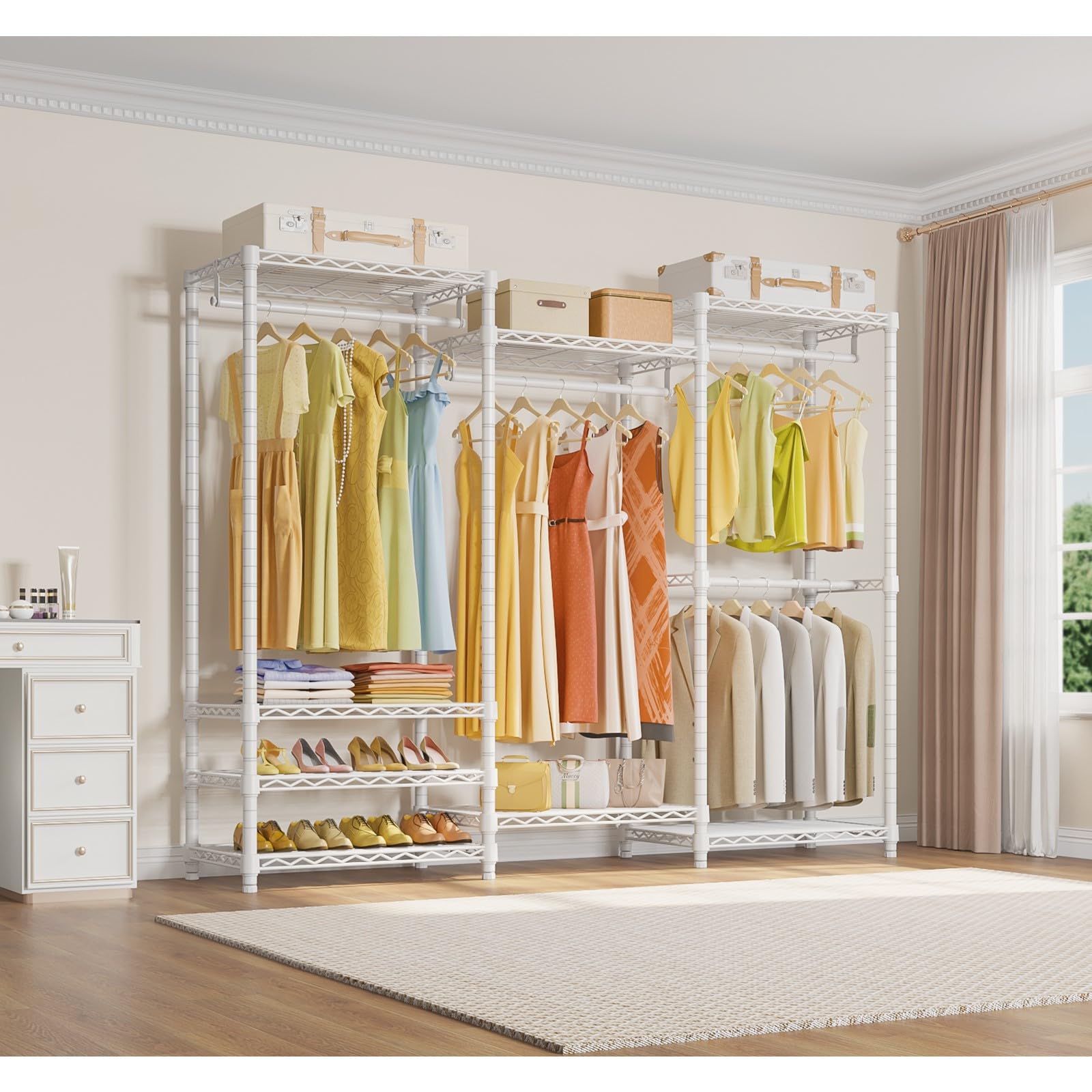 VIPEK V5 Heavy Duty Portable Closet Wardrobe - Freestanding Metal Clothing Rack for Bedroom, Closet Organizer & Storage Solution - White (Ideal for Small Spaces, Dorm Rooms & Temporary Closet Needs)