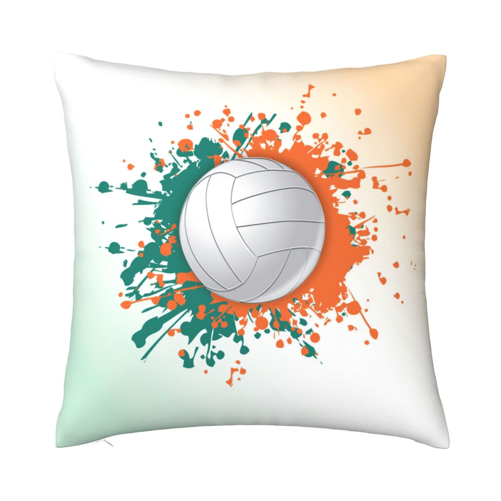 Volleyball Pattern Throw Pillow Cover 24x24 Inch - Decorative Square Cushion Case with Hidden Zipper for Sofa, Bed, Dorm - Sporty Home Decor Gift for Volleyball Players & Fans