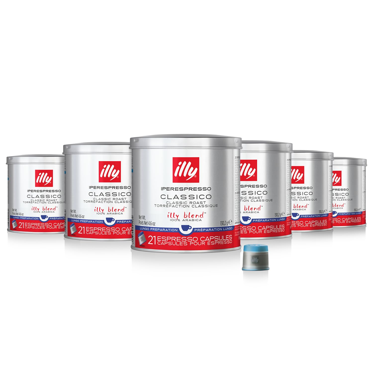 illy iperEspresso Coffee Capsules - Single-Serve Classico Lungo Roast with Caramel Notes - Single Origin Coffee Pods for iperEspresso Machines (21 Count, 6 Pack) - Perfect for Home & Office Espresso Brewing