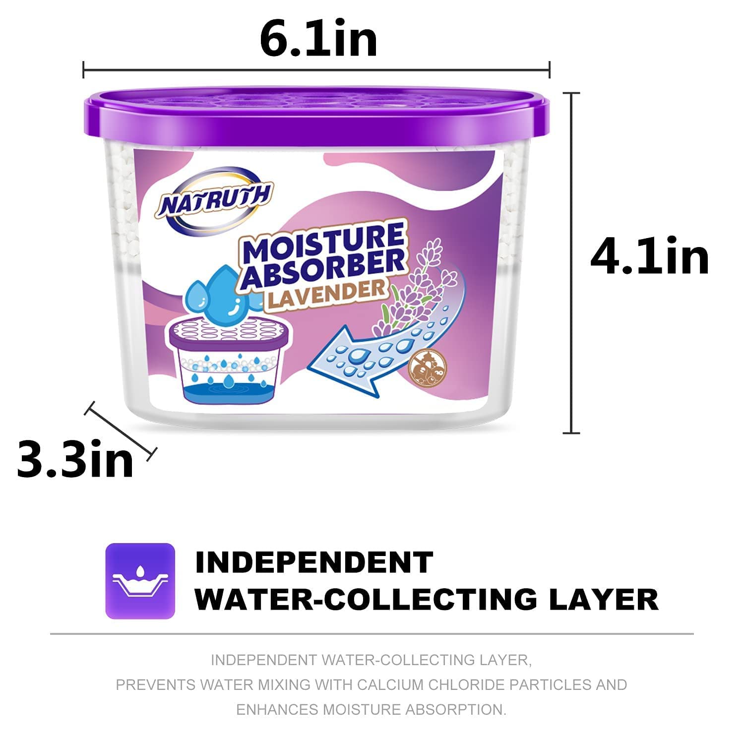 NATRUTH Moisture Absorbers 10.5OZ (6-Pack) - Lavender Scented Portable Dehumidifier for Closet, Bathroom & Boat | Odor Eliminator & Air Cleaner | Ideal for Small Spaces, Storage & Travel