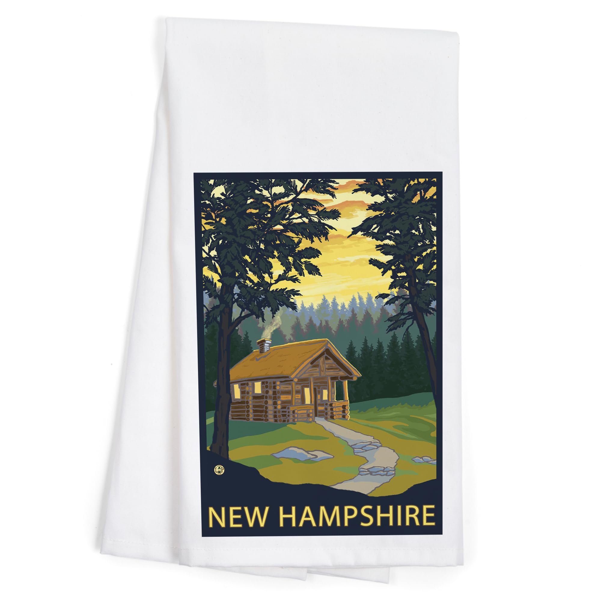 Lantern Press New Hampshire Cabin Scene Tea Towel - 100% Cotton Decorative Hand Towel for Kitchen & Home Decor | Perfect for Gifts, Farmhouse Style, and Cozy Cabin Vibes