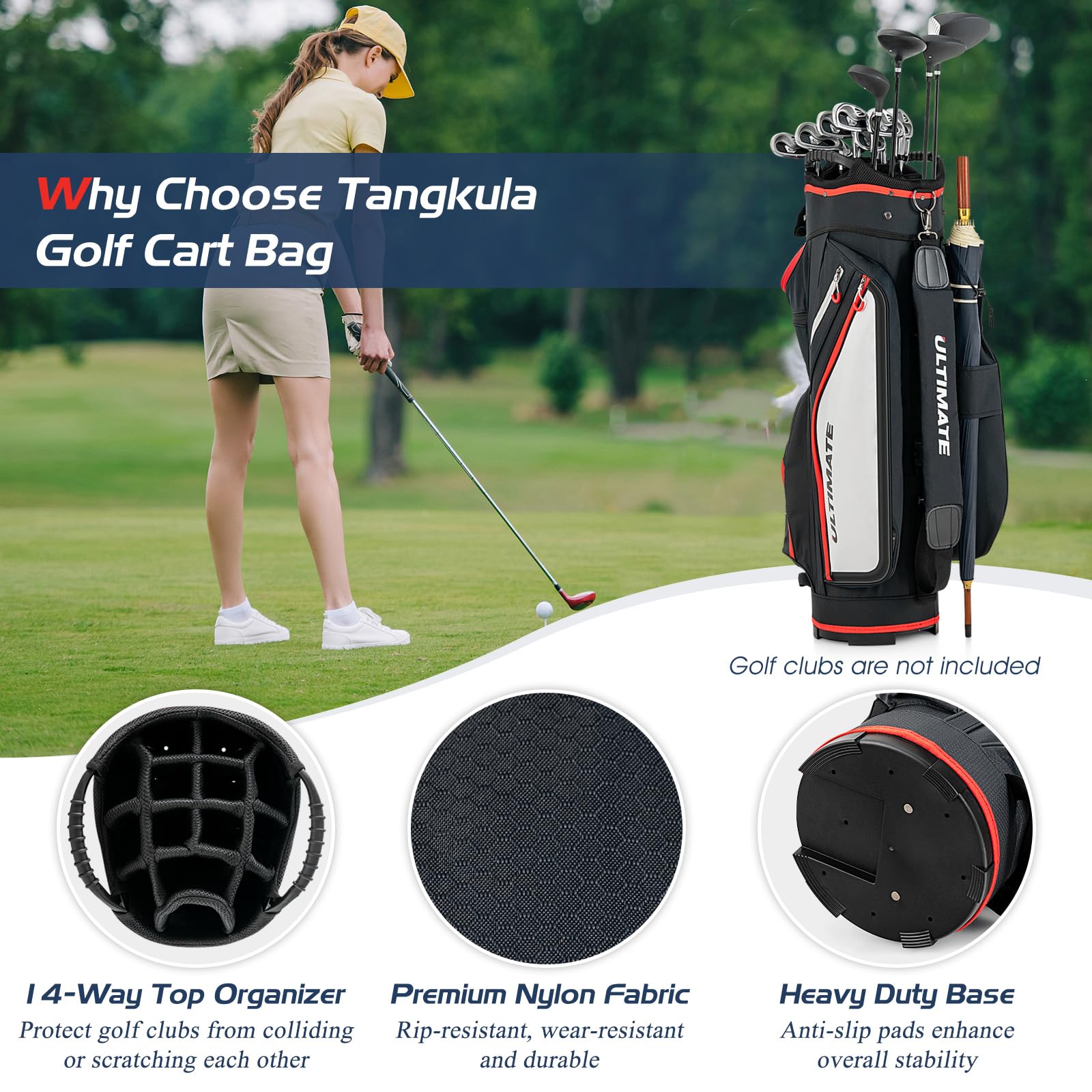 Tangkula Premium Golf Cart Bag - Lightweight, Durable & Water-Resistant for Golf Enthusiasts | Perfect for Golf Courses, Driving Ranges & Tournaments