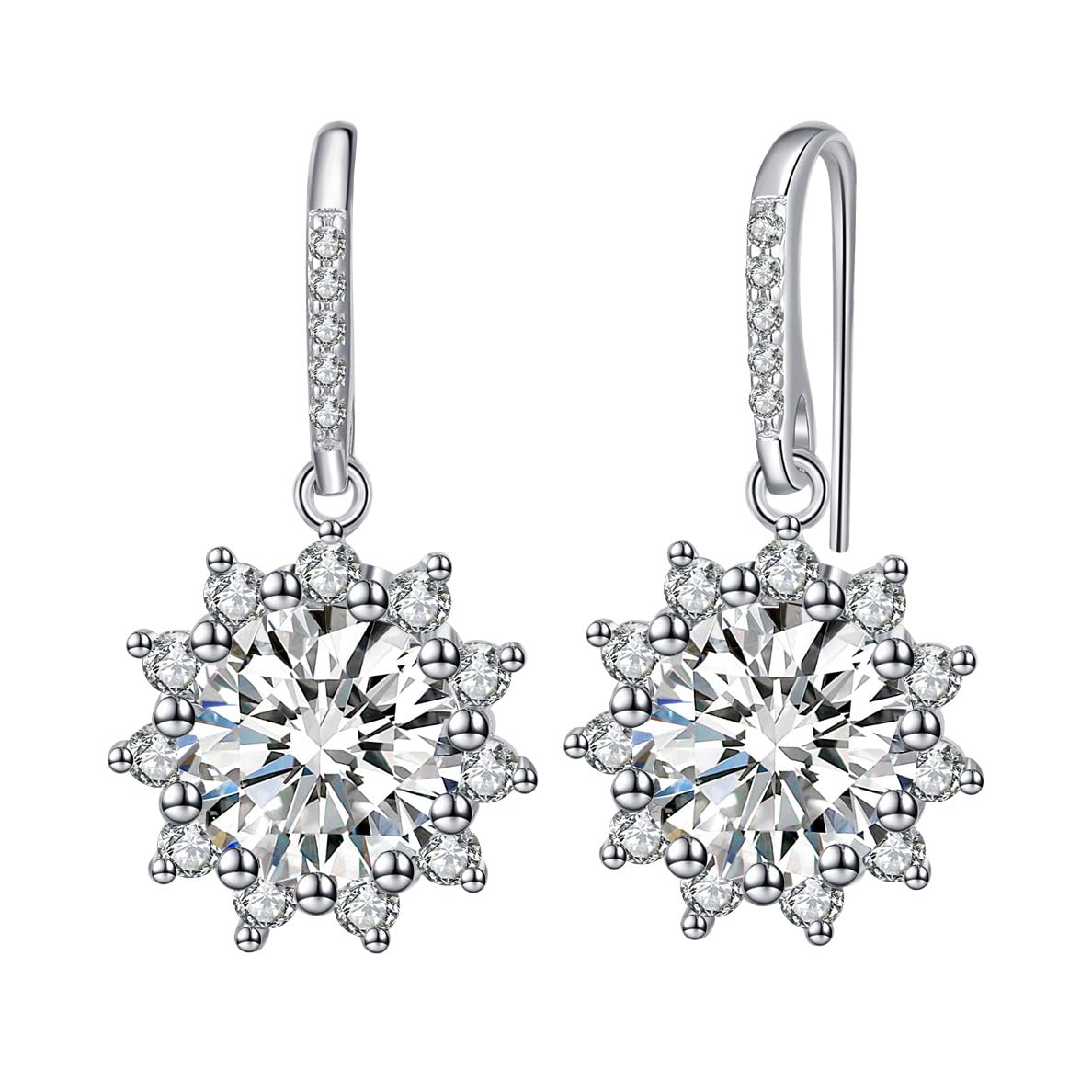 1Ct-3Ct Moissanite Hoop Drop Earrings for Women - Elegant Anniversary Jewelry, Birthday & Valentine's Day Gifts for Wife, Girlfriend or Mom | Perfect for Date Nights, Weddings & Special Occasions
