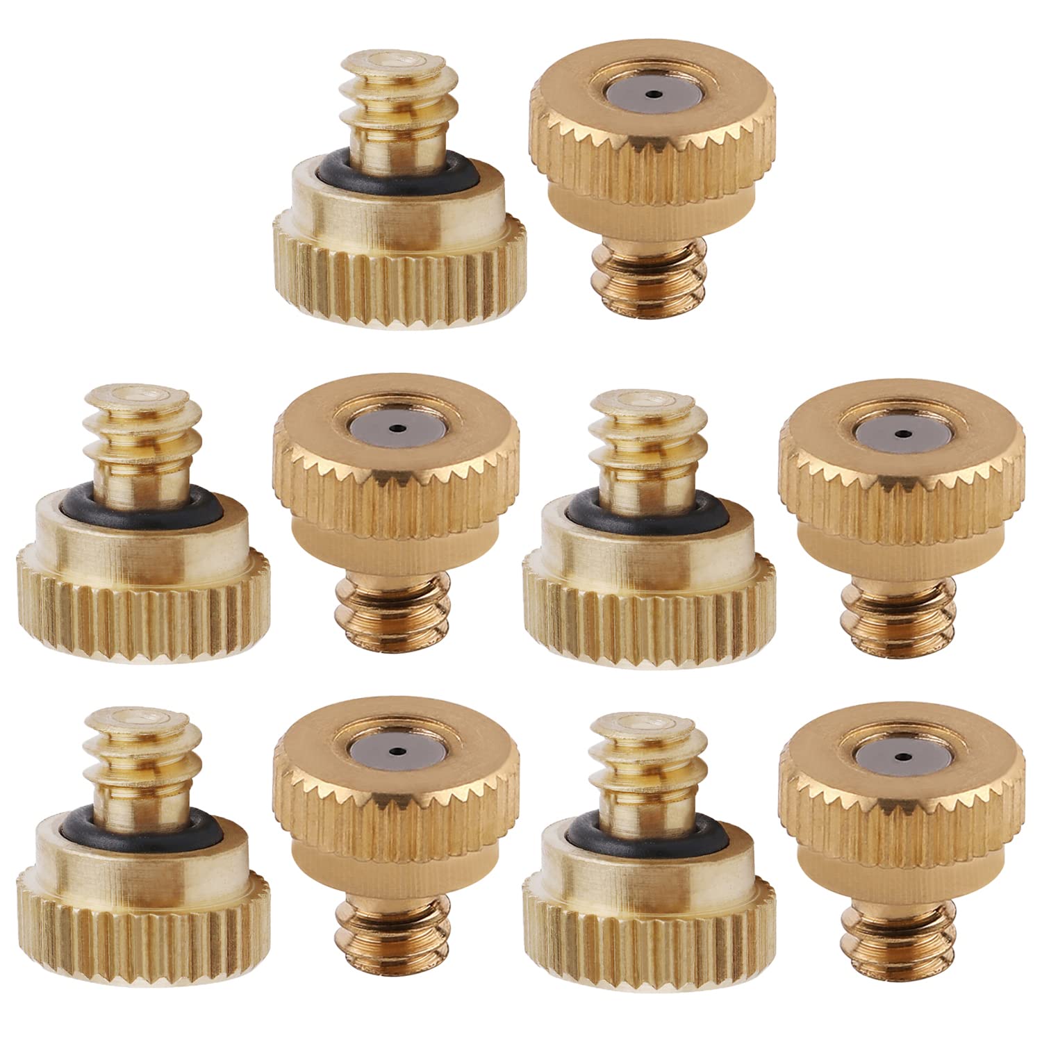 MroMax 10Pcs Brass Misting Nozzle - 0.6mm Orifice 3/16