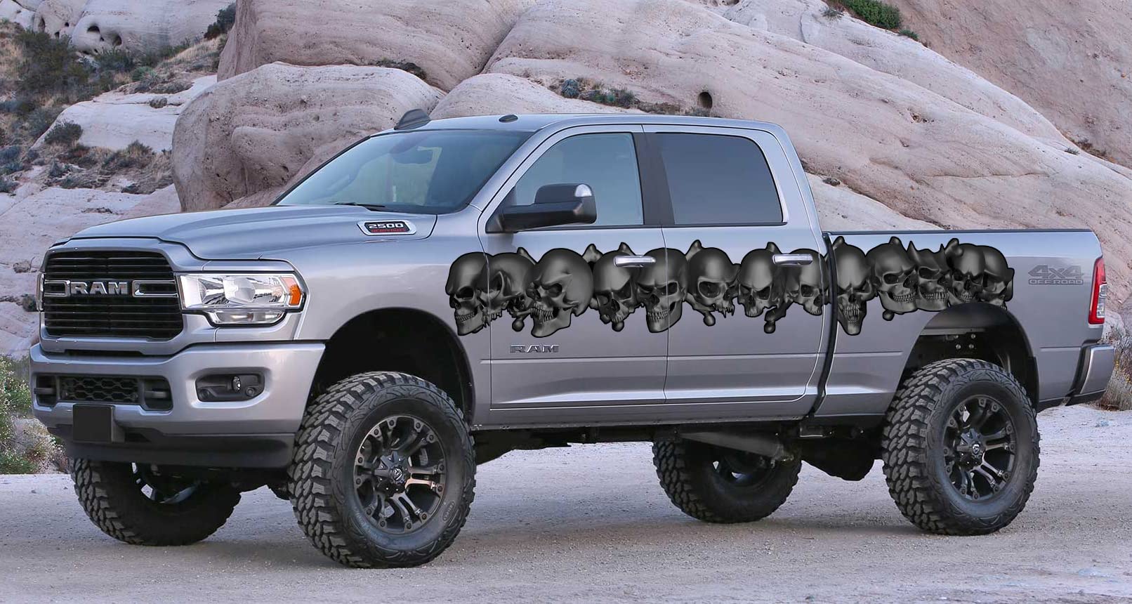 3D Skull Car Wrap Vinyl Sticker - Tribal Skulls Street Racing Graphic Decal for Cars, Trucks, SUVs (22x135 inches) - Perfect for Customizing Vehicles, Motorcycles & Racing Cars