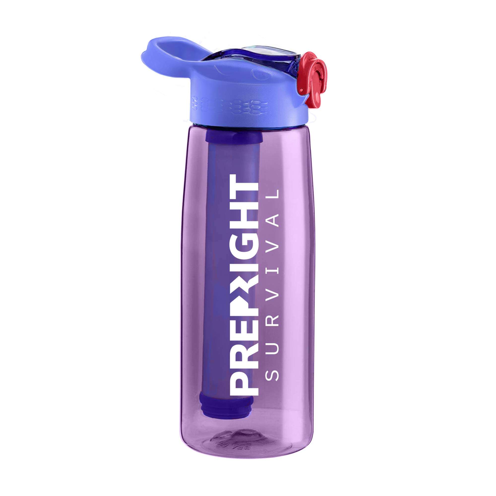 4-Stage Survival Water Filter Bottle - BPA-Free Portable Water Purifier for Camping, Hiking, Emergency Preparedness & Outdoor Adventures - Perfect for Backpacking, Travel & Disaster Kits (Purple)
