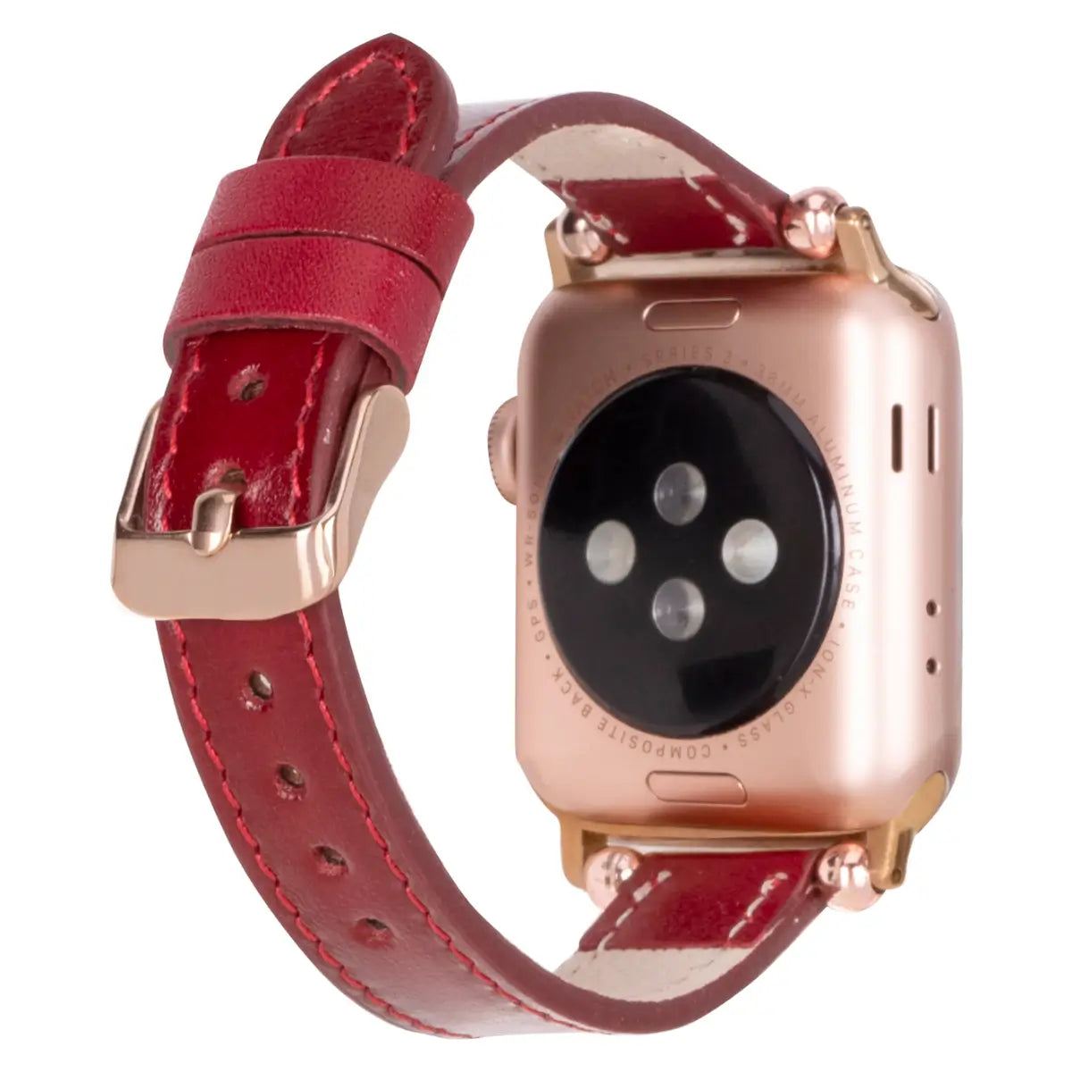 Premium Burnished Red Leather Ultra Slim Apple Watch Band – Stylish & Durable Replacement Strap for Workouts, Office & Everyday Wear