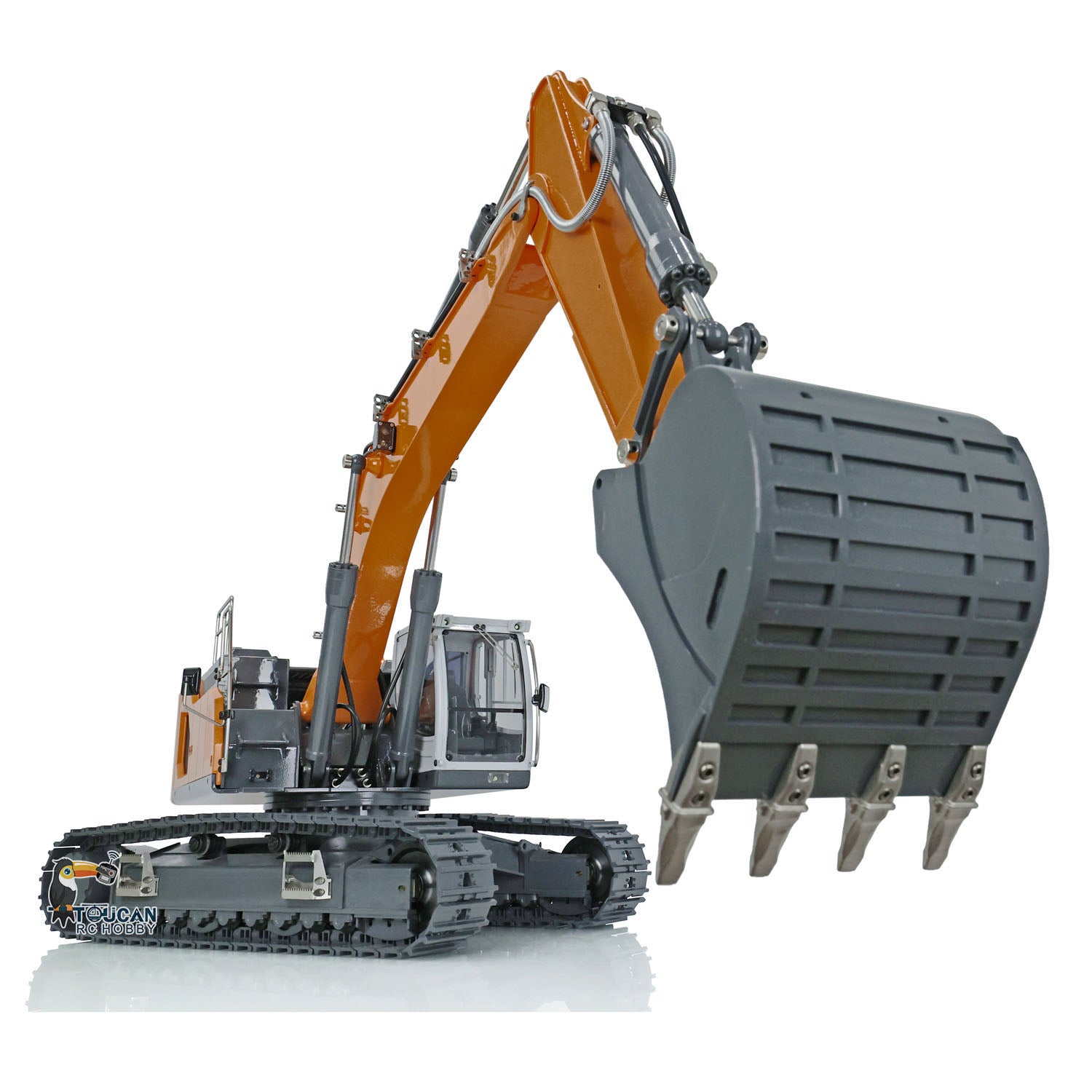 1/14 Scale RC Hydraulic Shovel - Radio Control Excavator Toy with 2 Buckets, LED Lights & Remote System | Construction Vehicle for Kids & Adults | Outdoor Sandbox Play, Construction Site Simulation, STEM Learning