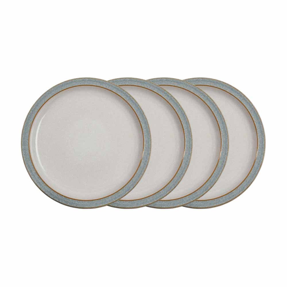 Denby Elements Light Grey Dinner Plates Set of 4 - 26.5cm Microwave & Dishwasher Safe Stoneware - Chip Resistant Ceramic Tableware for Everyday Dining, Dinner Parties & Restaurant Use