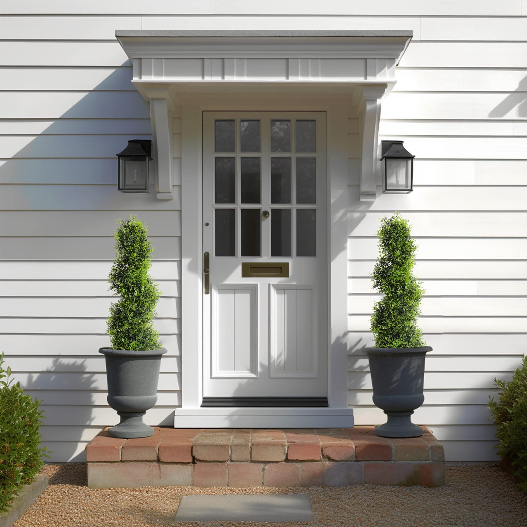 2 Pack 3Ft/35inch Spiral Topiary Artificial Cypress Trees - Indoor/Outdoor Fake Plants for Front Door, Porch, Patio & Garden Decor | UV Resistant & Weatherproof