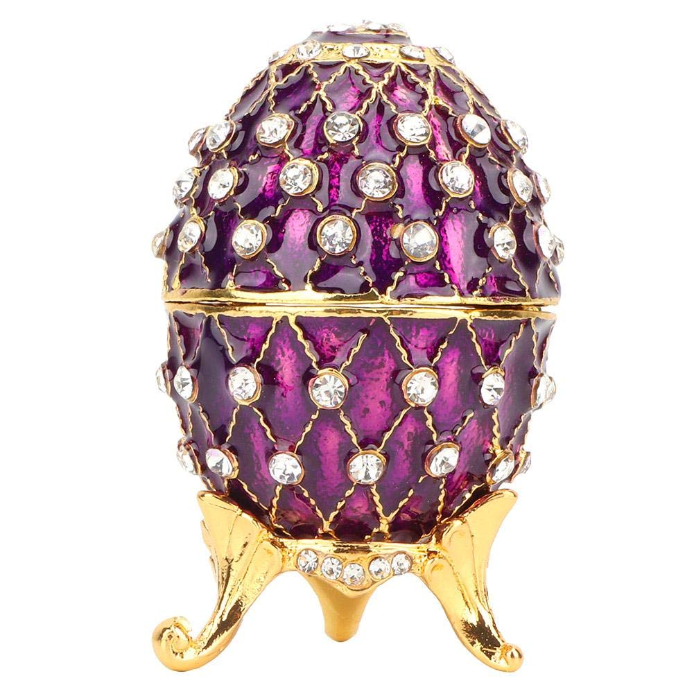 Vintage Egg Trinket Box - Hand Painted Enamel Jewelry Storage Box, Limited Edition Collectible Home Decor Gift (Purple Eggplant) - Perfect for Jewelry Organization, Display Shelf Decor & Unique Gift Giving