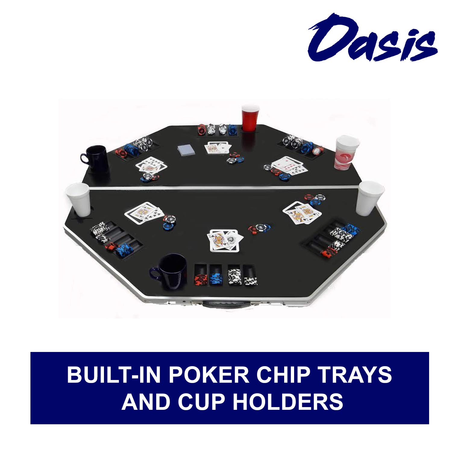 TuscanyPro Professional Portable Folding Poker Table - Lightweight Aluminum Frame with Adjustable Height (High & Low Settings) - Includes Carry Bag for Travel - Best Award-Winning Poker Table 2019 - Perfect for Home Games, Casino Nights, and Outdoor Poker Parties