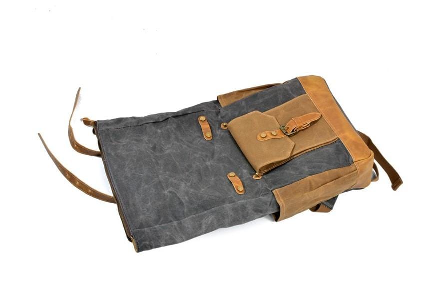 Durable Waxed Canvas Backpack for Men & Women - Waterproof Rucksack for Travel, Hiking & Daily Commute