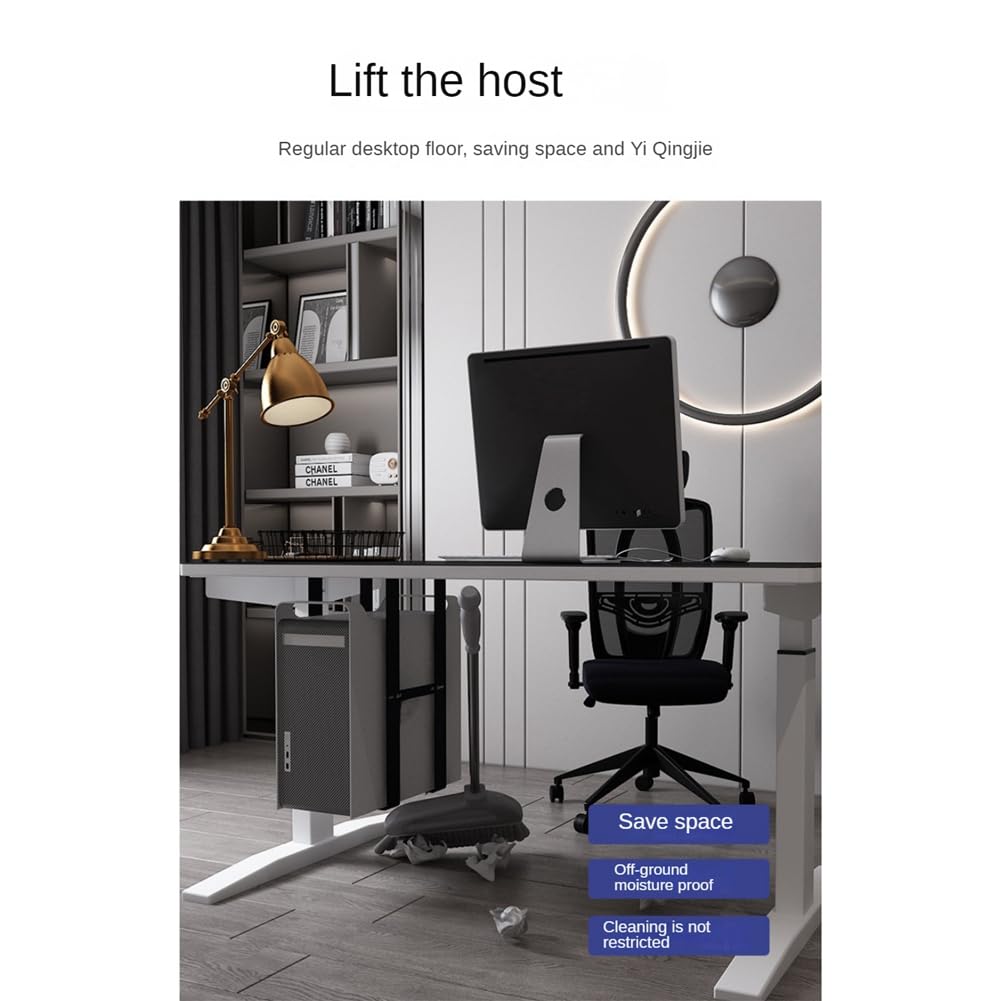 Tyatocepy Under Desk PC Holder - Black Computer Case Stand, CPU Tower Mount, Mainframe Hanger Rack for Office & Gaming Setup - Space Saving Solution for Home & Workstation