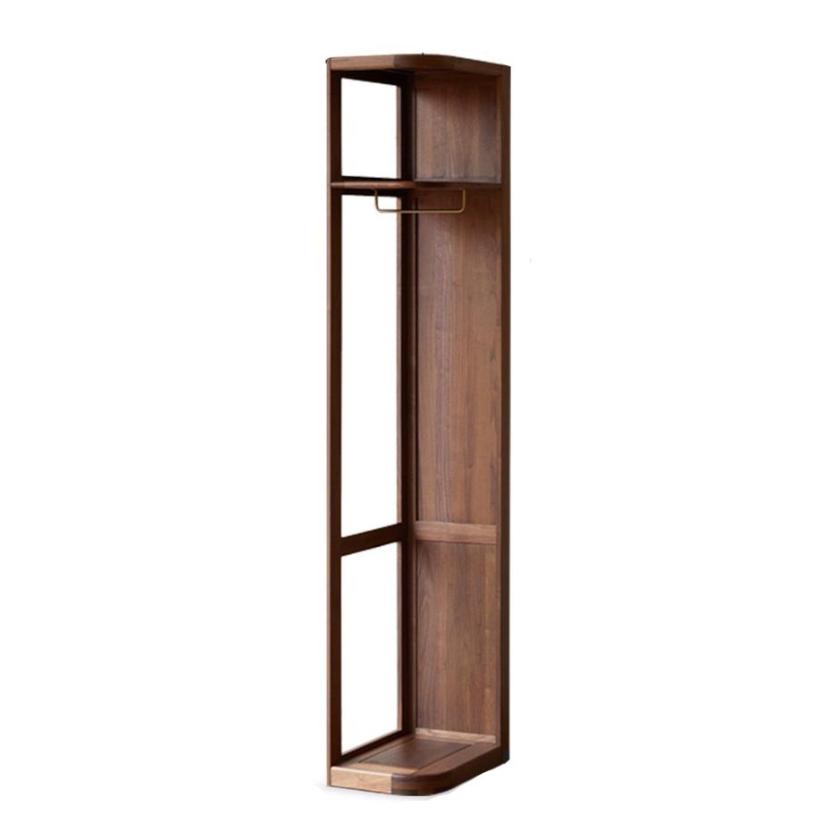 Premium Black Walnut Solid Wood Storage Rack - Space-Saving Floor Corner Hanger for Entryway, Bedroom & Bathroom Organization