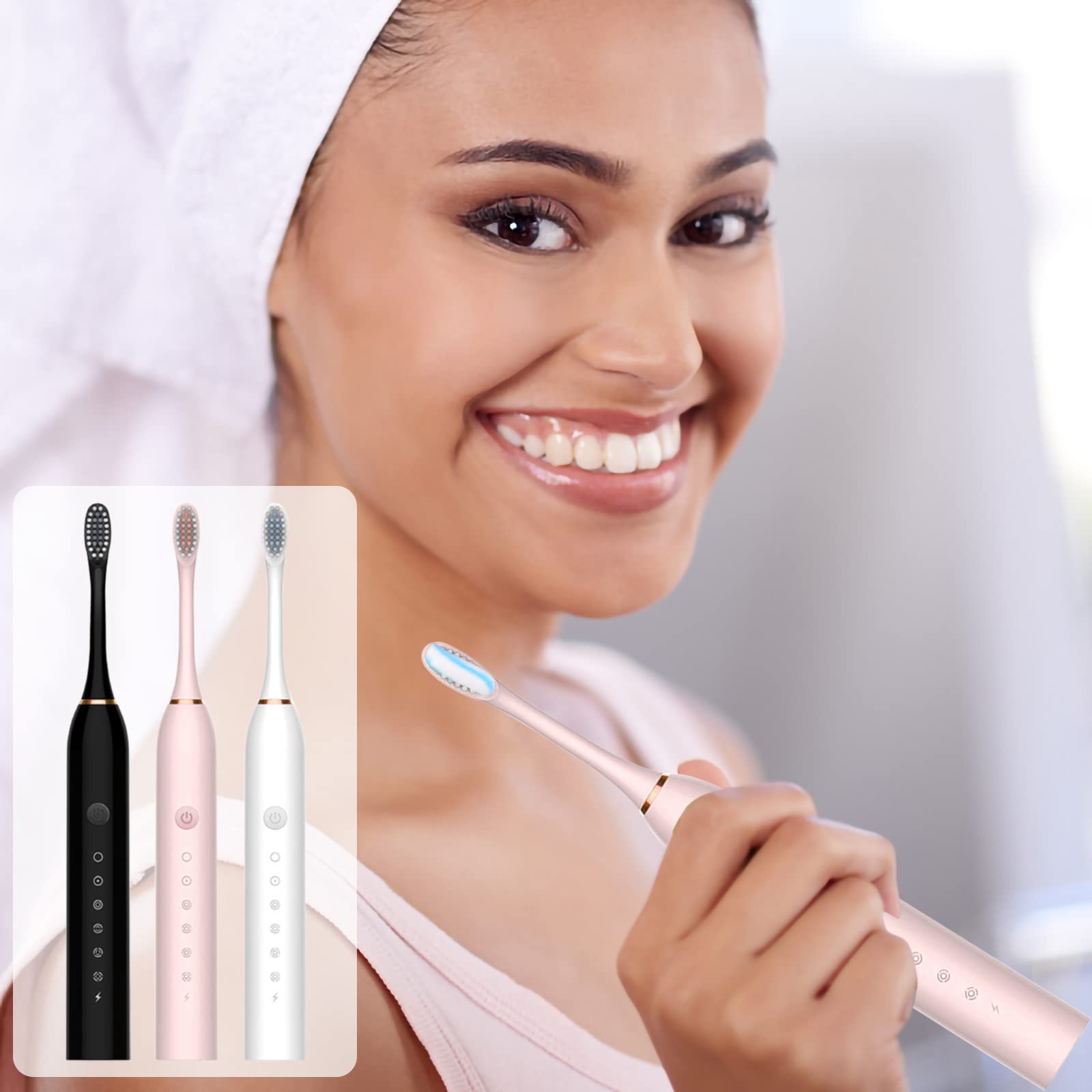 Smart Sonic Toothbrush - 6 Modes, 4 Brush Heads, Waterproof for Travel & Gifts