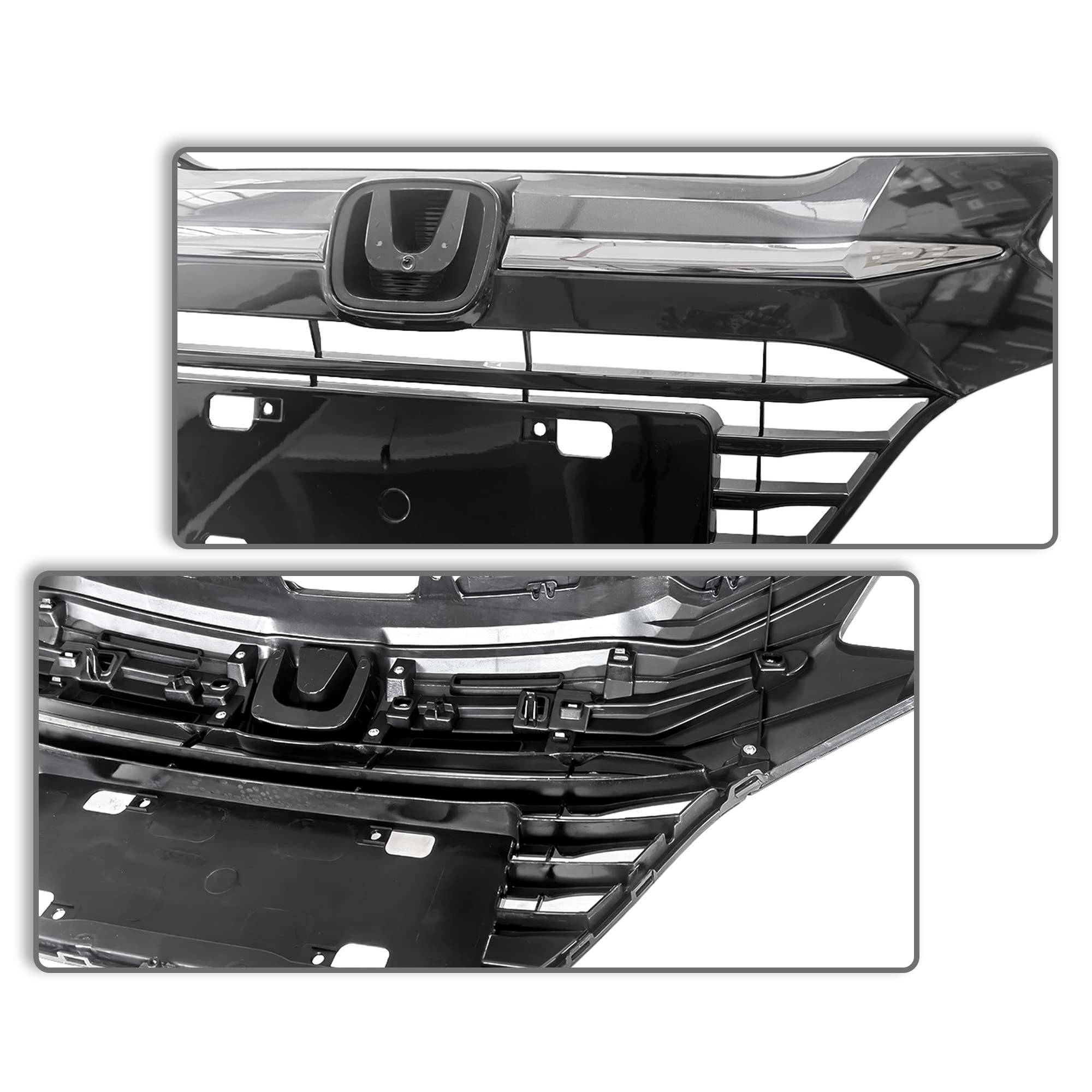 PartsFlow Front Bumper Grille - OEM Style Black with Chrome Trim - Compatible with 2016-2018 Honda HR-V Sport | Perfect Upgrade for Off-Roading & Urban Driving