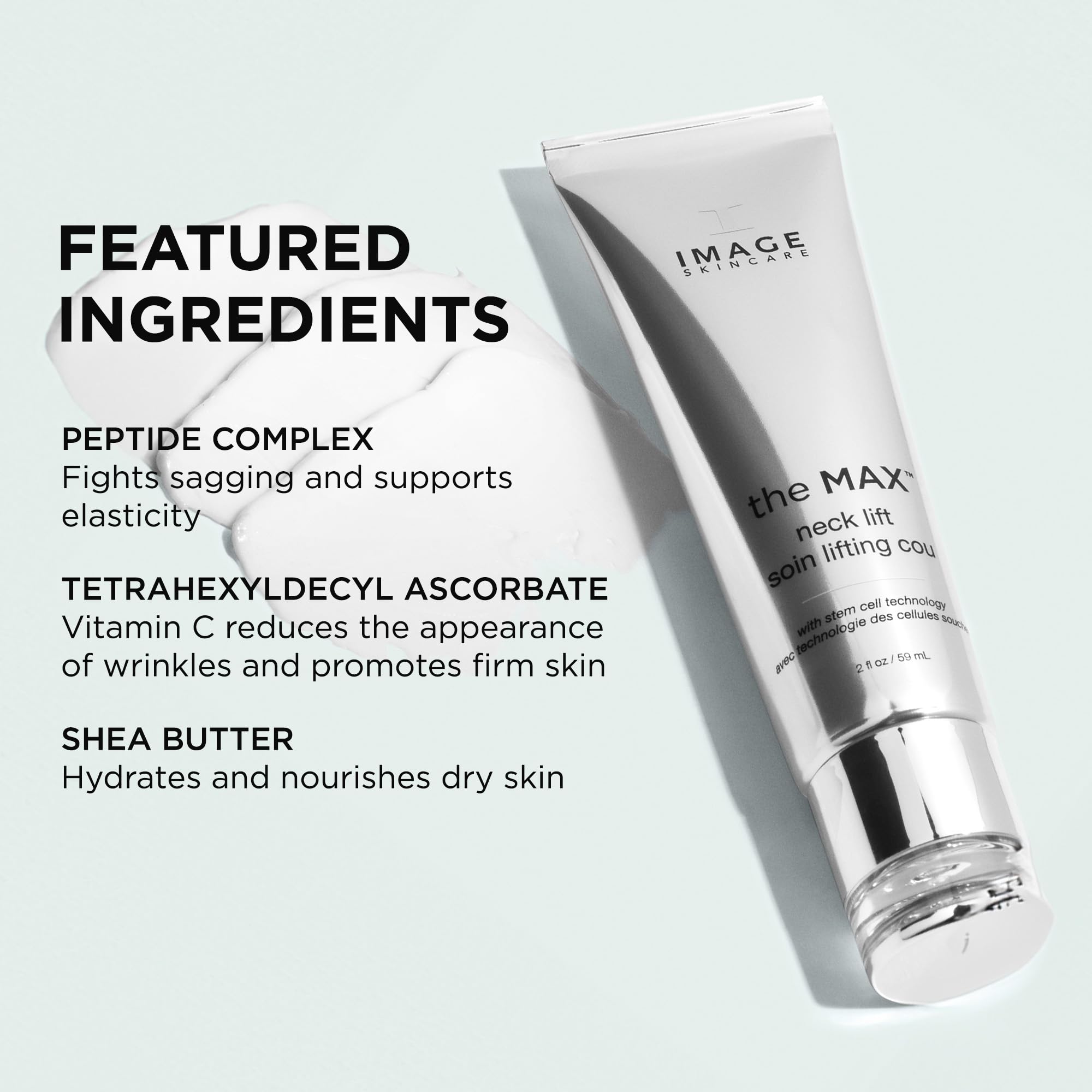 IMAGE Skincare MAX Neck Lift Firming Cream - Anti-Aging Treatment for Sagging Skin & Fine Lines, 2 fl oz - Perfect for Daily Neck & Décolleté Care Routine