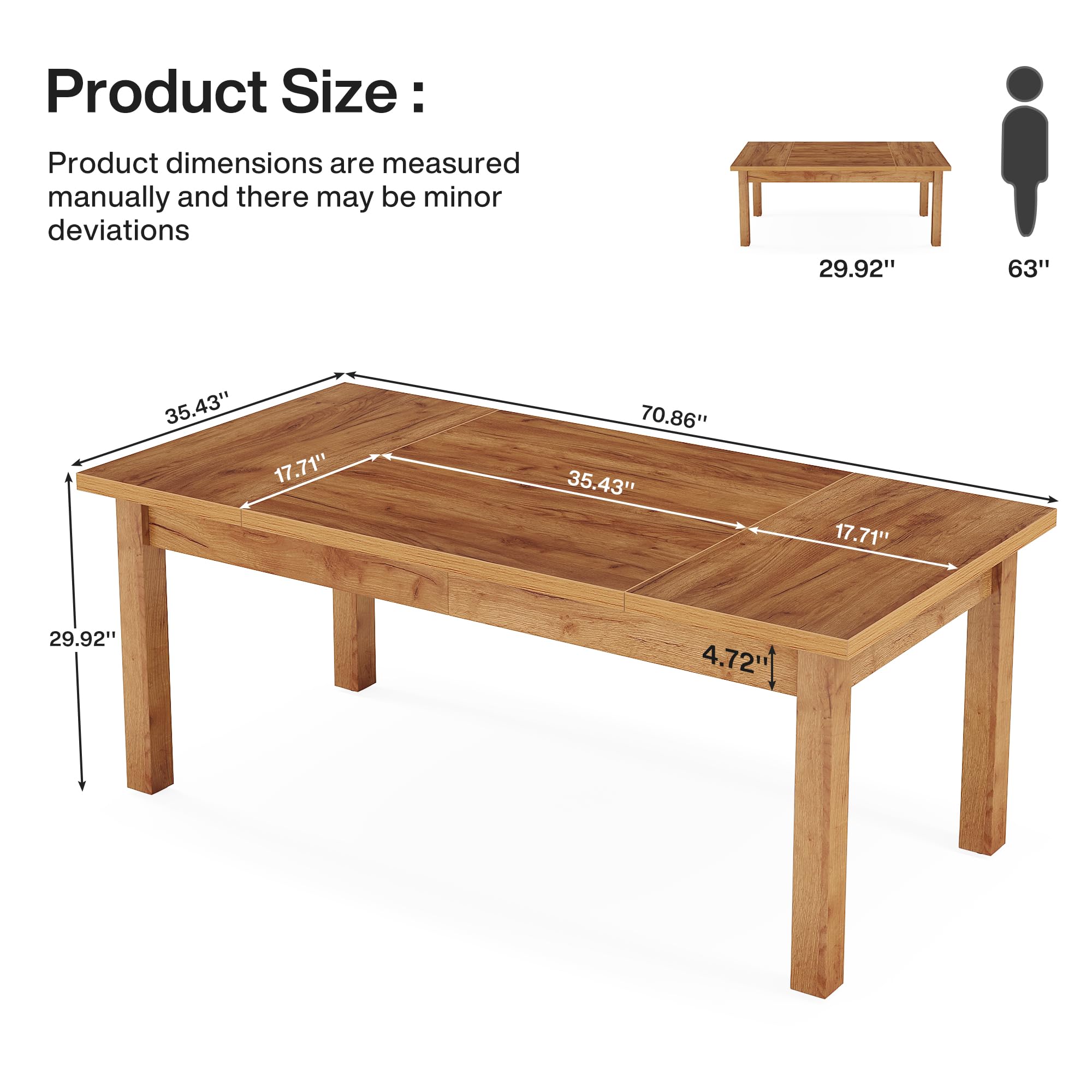 Tribesigns 70 Inch Large Computer Desk - Farmhouse Style Office Desk with Solid Wood Legs, Sturdy Thickened Frame & Board | Perfect for Home Office, Study Room & Workspace