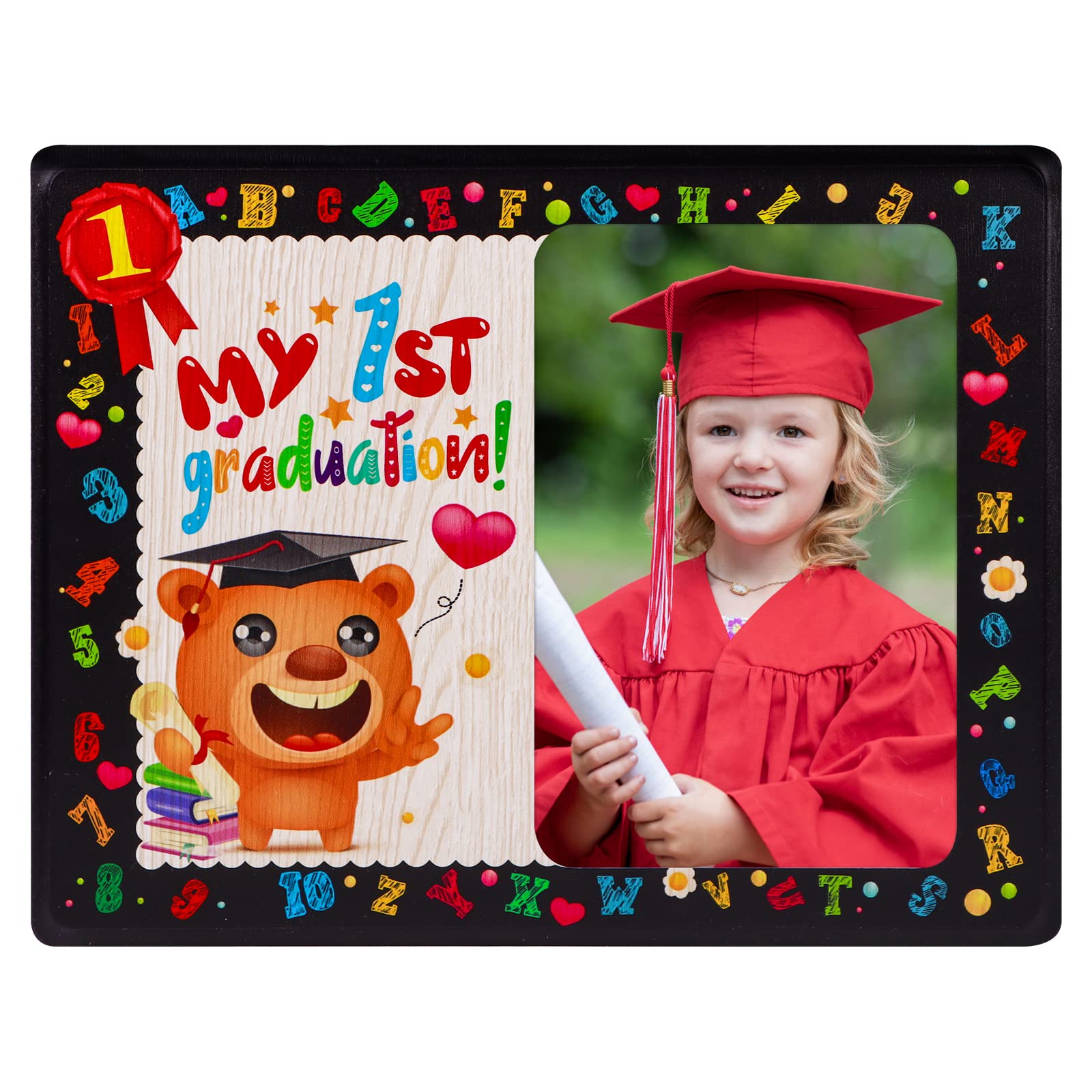 WaaHome Wooden Graduation Picture Frame for Kids - Kindergarten, Preschool, PreK First Graduation Gift for Boys & Girls - Perfect for Displaying Graduation Photos, School Memories, and Celebrating Milestones