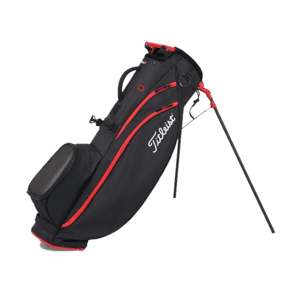 Titleist Players 4 Carbon-S Stand Golf Bag - 4-Way Top with Rain Hood, Mesh Water Bottle Pocket & Dual Strap - Black/Red for Golfers | Perfect for Tournaments, Driving Range & Weekend Golf Games