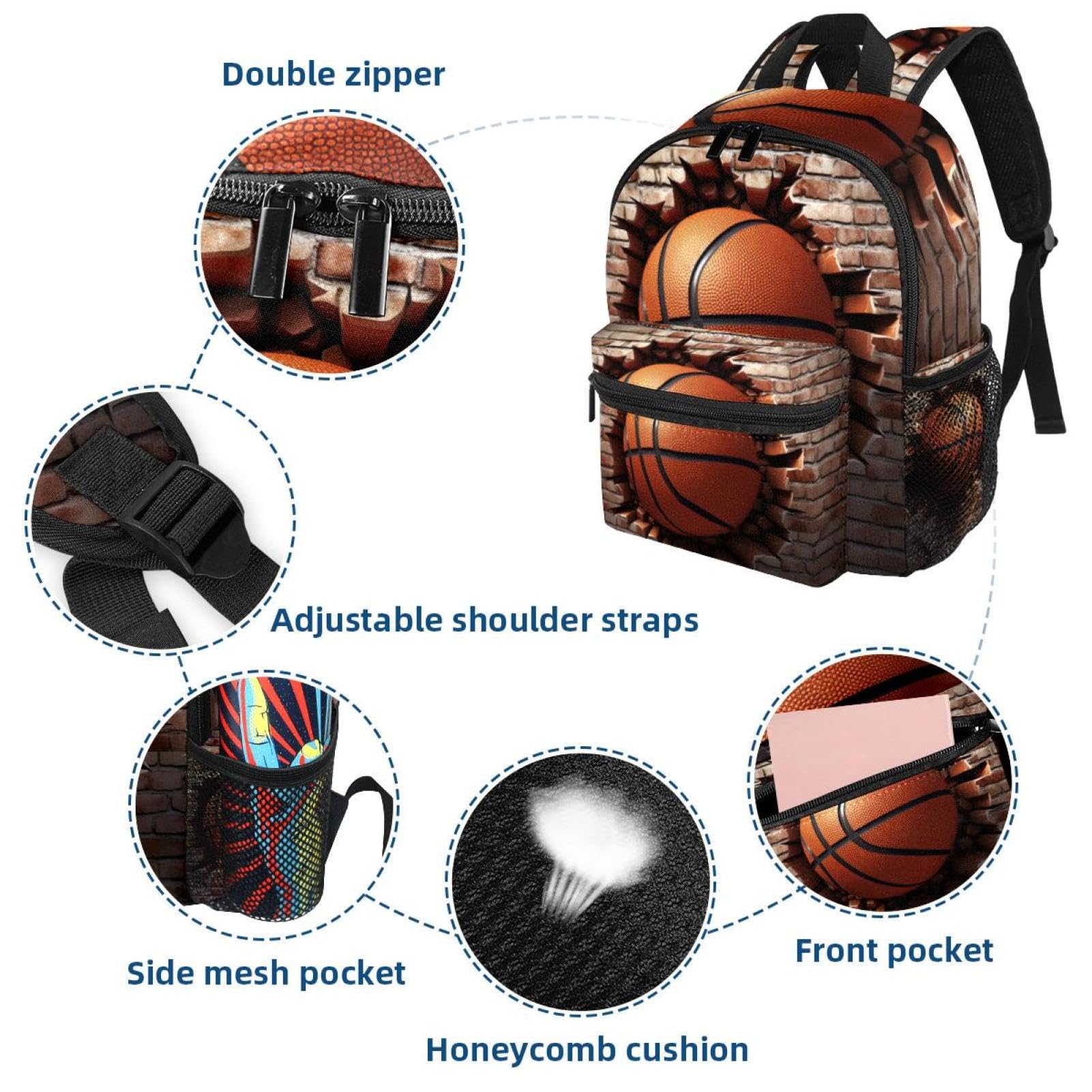 Men's & Women's Travel Backpack - Durable Basketball Wall Texture Design - Perfect for Gym, Work, School & Outdoor Adventures