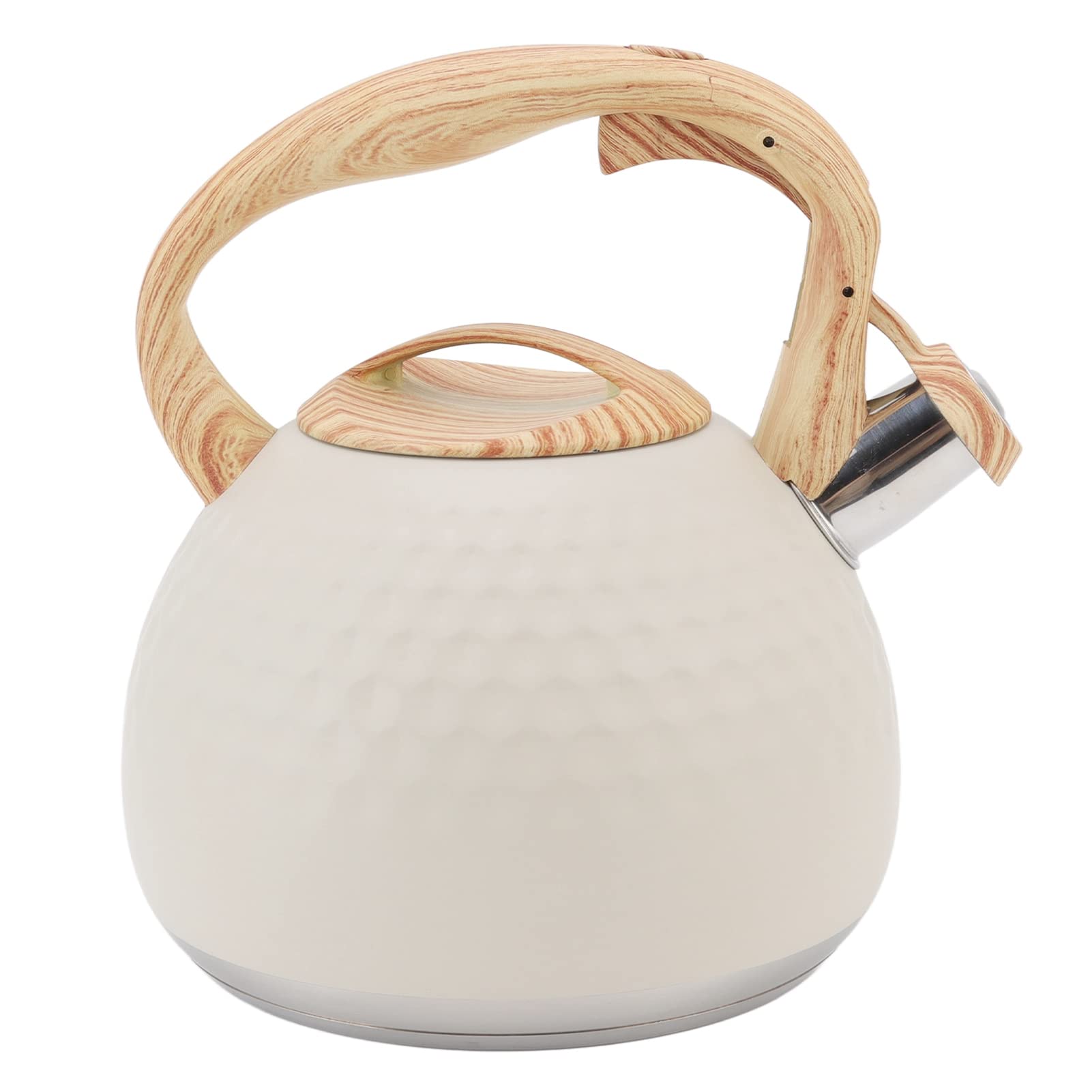 Stainless Steel Whistling Tea Kettle 3L - Stovetop Safe with Ergonomic Handle, Farmhouse Style for Home & Kitchen Use (White) - Perfect for Boiling Water, Making Tea, Coffee & Hot Cocoa