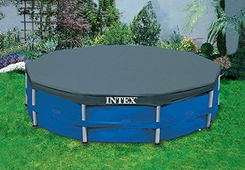 Intex 10ft x 30in Inflatable Above Ground Swimming Pool with 10-Foot Round Pool Cover - Perfect for Backyard Fun, Summer Parties & Family Relaxation