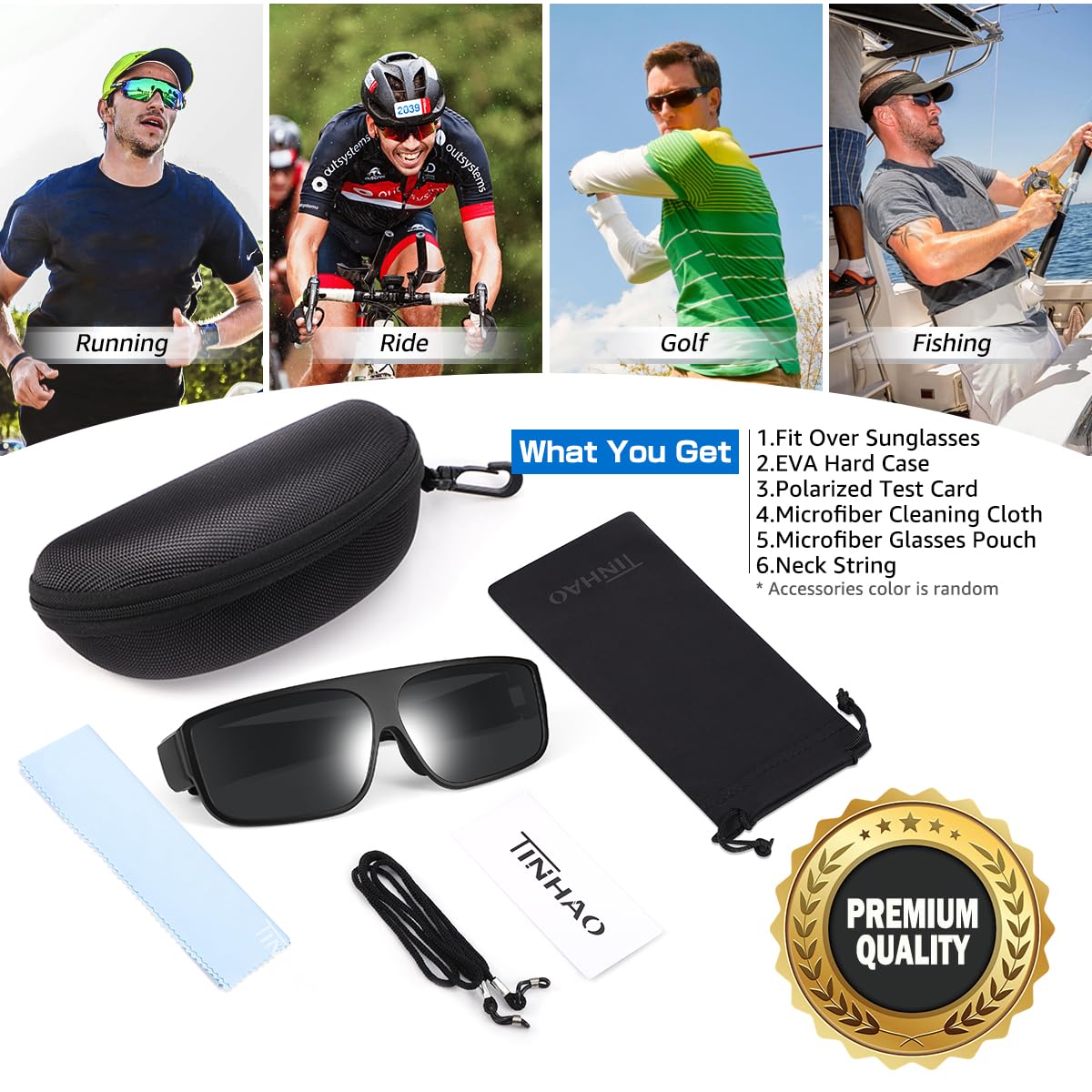 Polarized Flip-Up Fit Over Sunglasses for Men - 100% UV Protection - Ideal for Driving, Outdoor Sports & Daily Wear