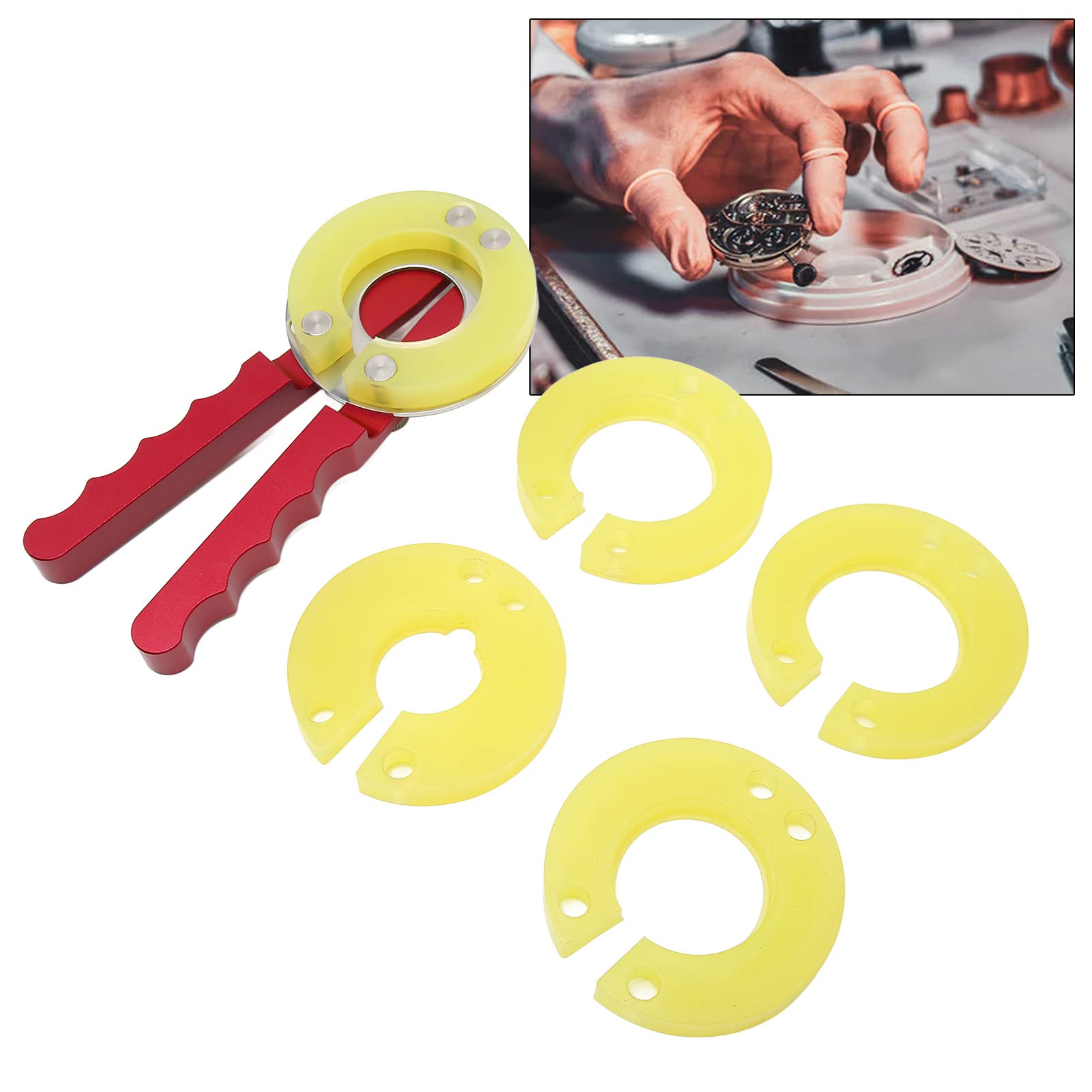 Professional Watch Bezel Ring Opener Tool - Adjustable Watch Back Case Remover with 4 Replacement Bezels & Alloy Handle - Perfect for Watch Glass Mirror Replacement & Watch Repair at Home or Workshop