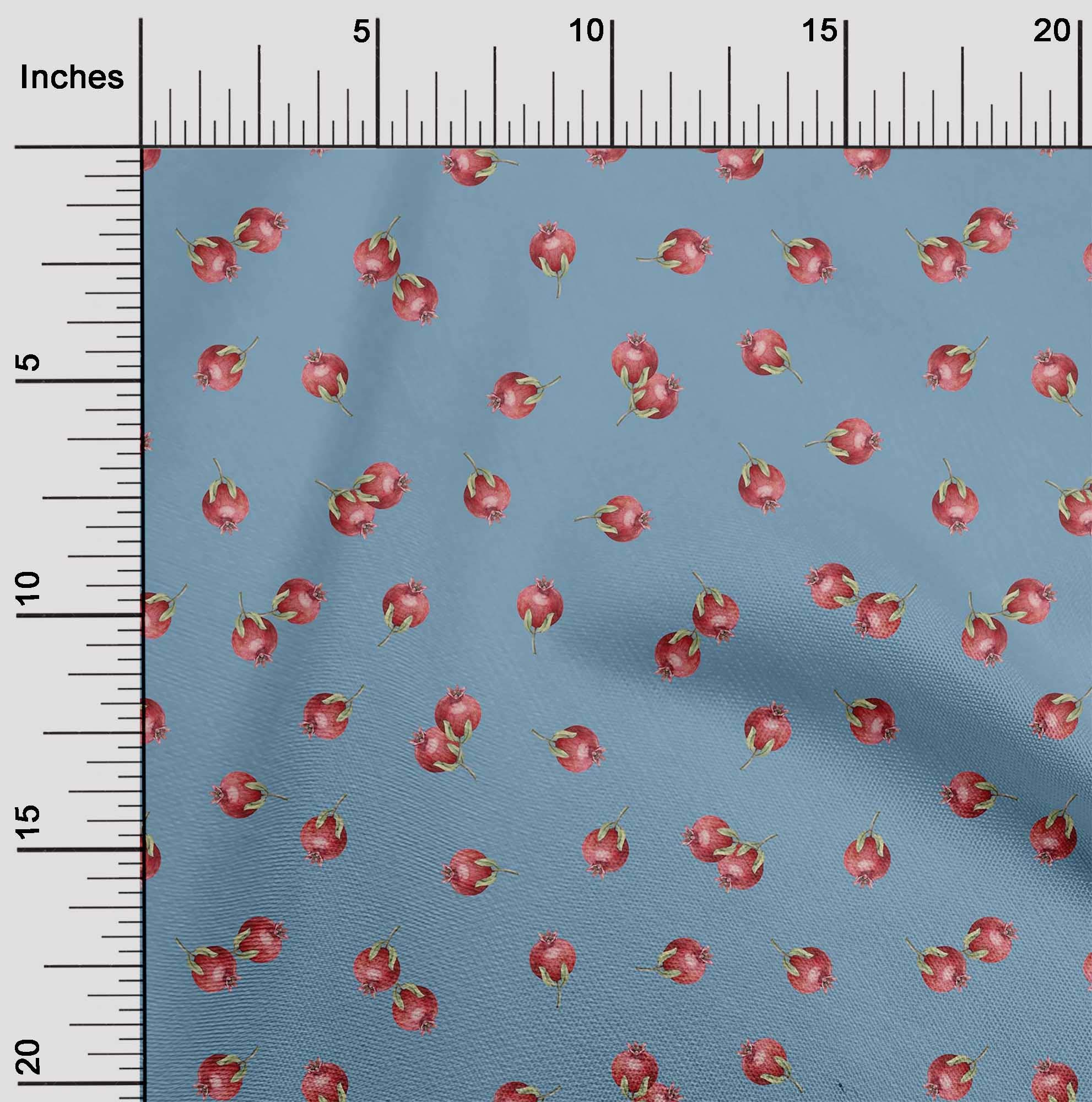 oneOone Silk Tabby Fabric - Pomegranate Fruit Printed Craft Fabric 42