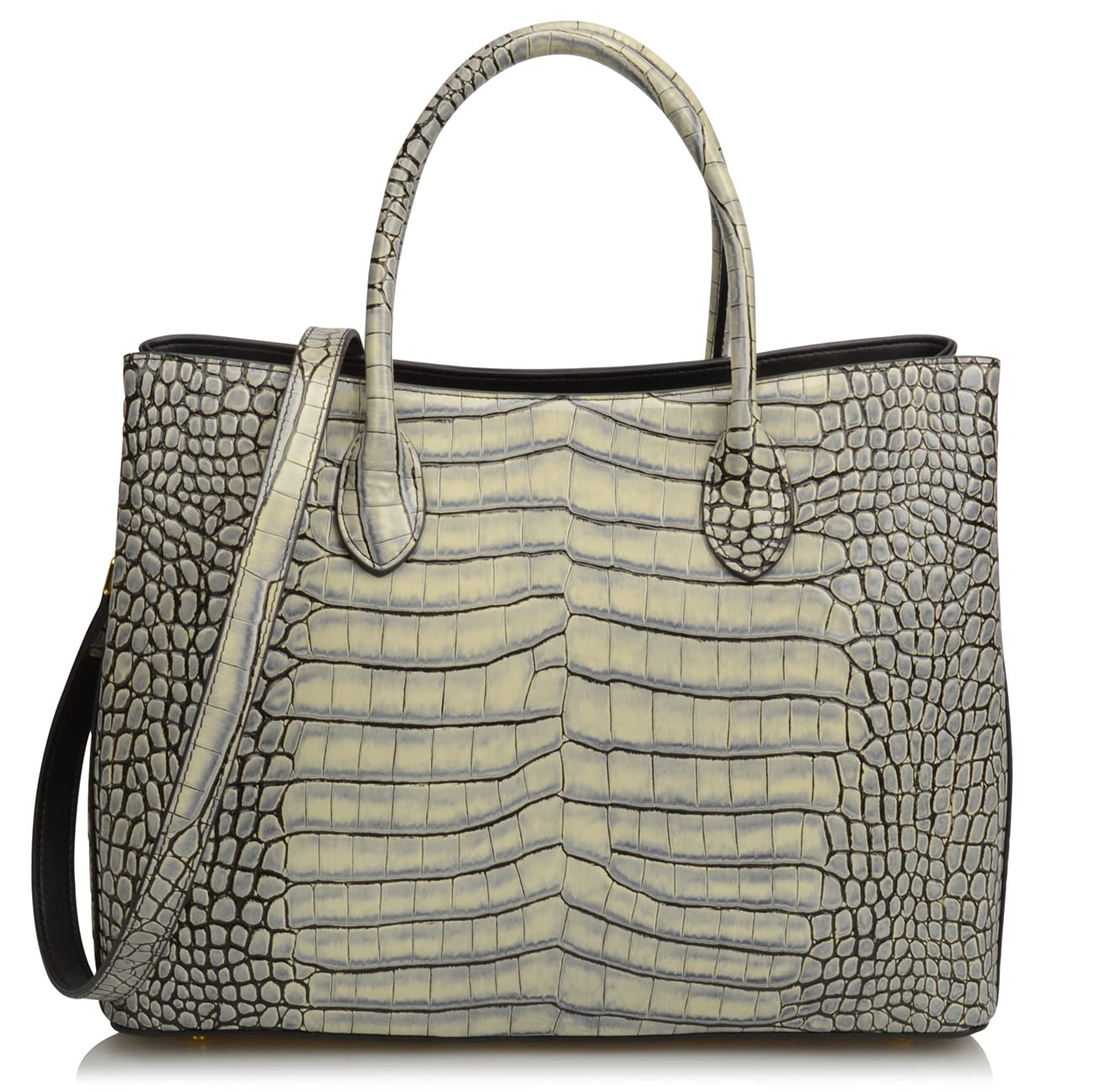 Ainifeel Women's Crocodile Embossed Patent Leather Handbag - Stylish Shoulder Purse for Office, Work & Professional Women | Perfect for Business, Meetings & Daily Commute