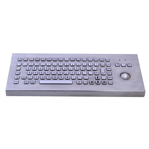 KBS PC F2 Stainless Steel Desktop Keyboard with Trackball & FN Keys - Ergonomic Office Keyboard for Computer, Gaming, and Data Entry Workstations